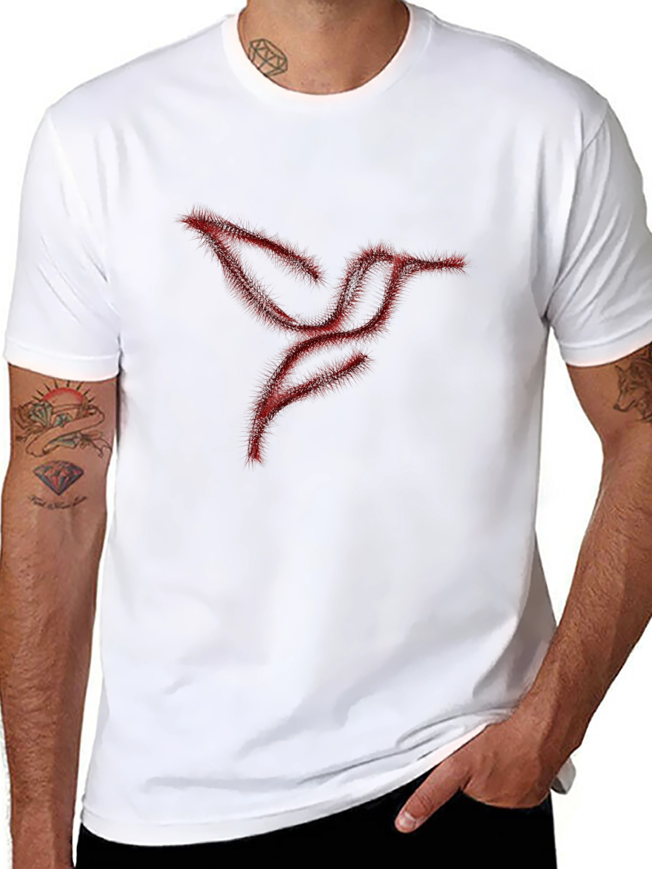 Edgy Red Graphic Print Black Tee