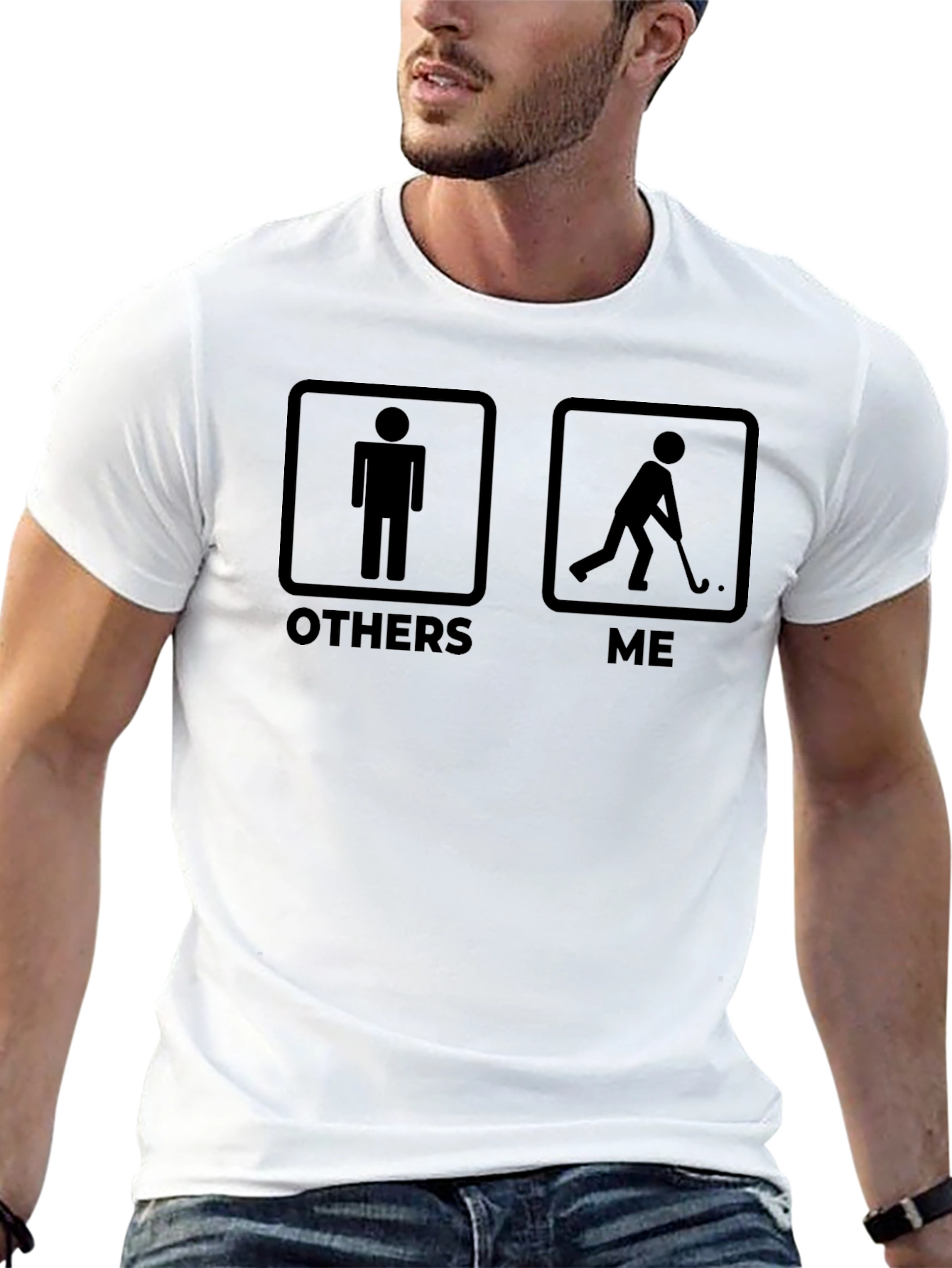 Humorous Hockey Player T-Shirt: Others vs. Me Design