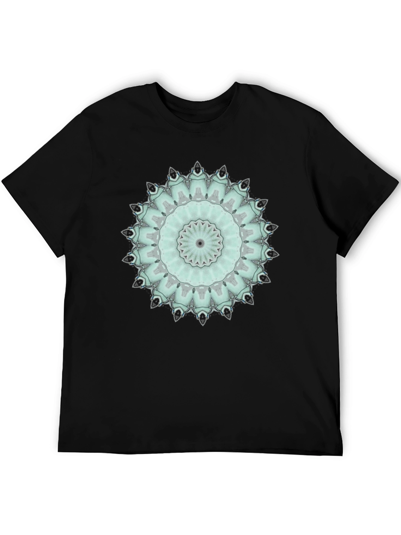 Geometric Mandala Graphic Tee - Black Cotton Blend
