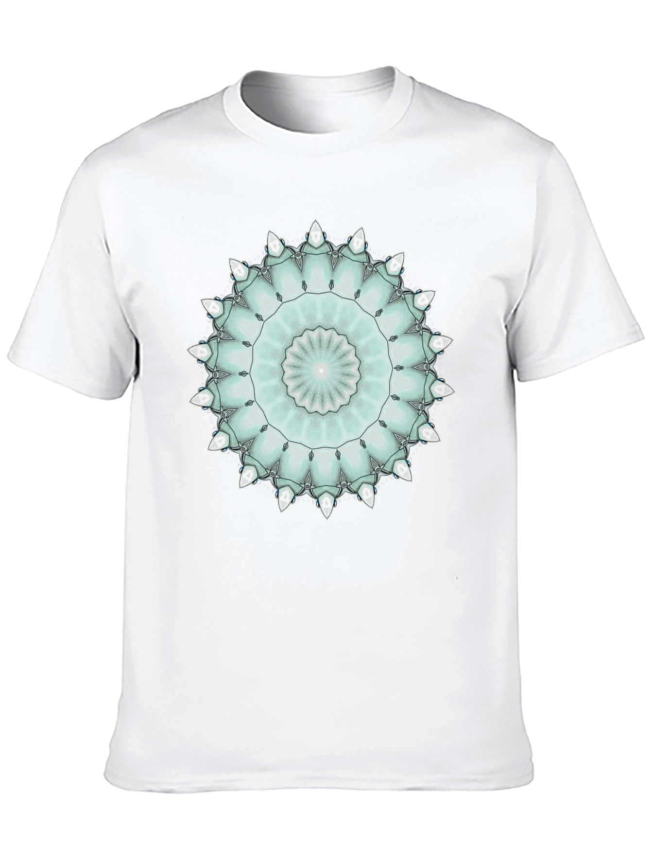 Geometric Mandala Graphic Tee - Black Cotton Blend