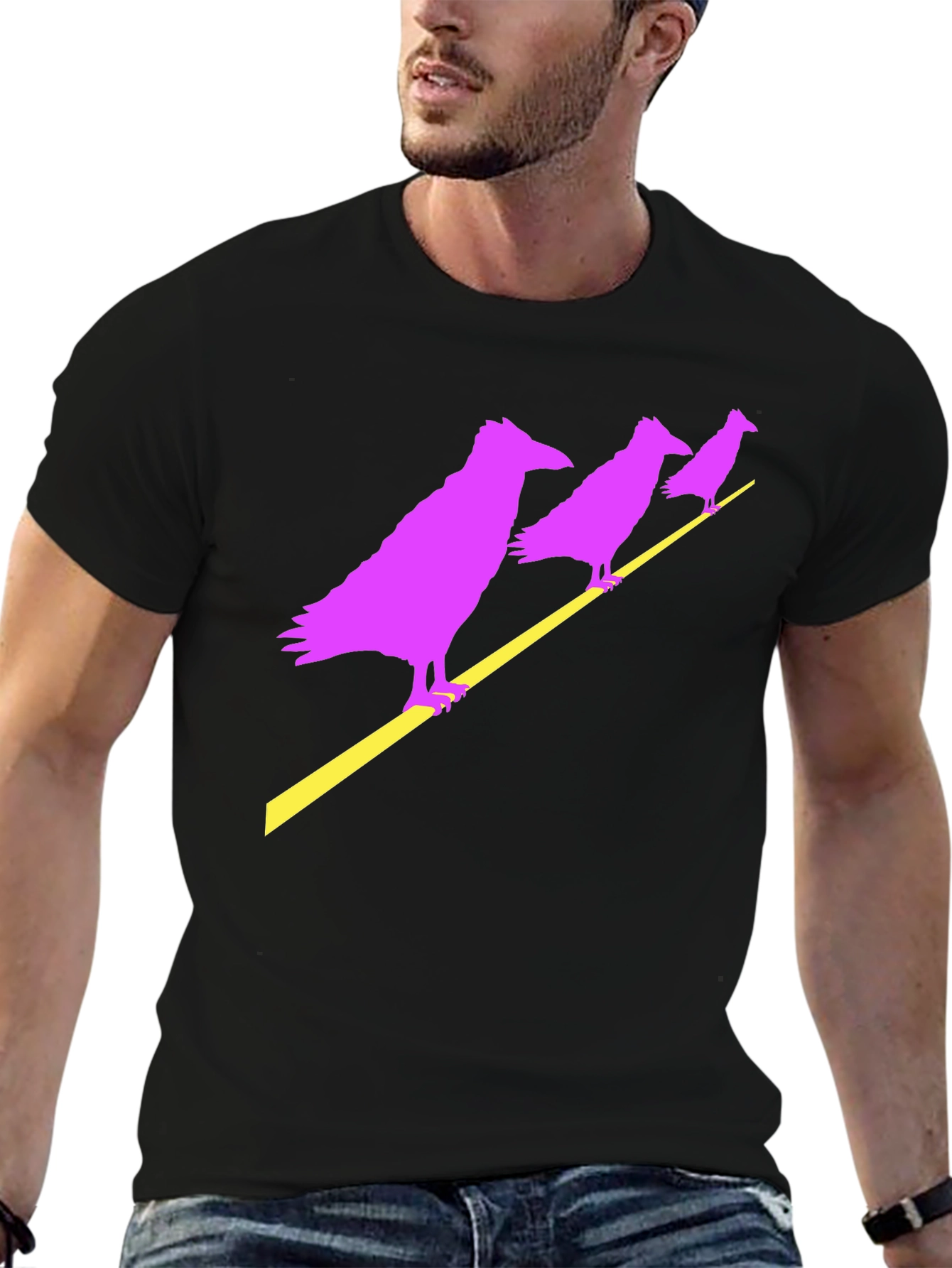 Raven Graphic Tee - Mens Black Crew Neck T-Shirt