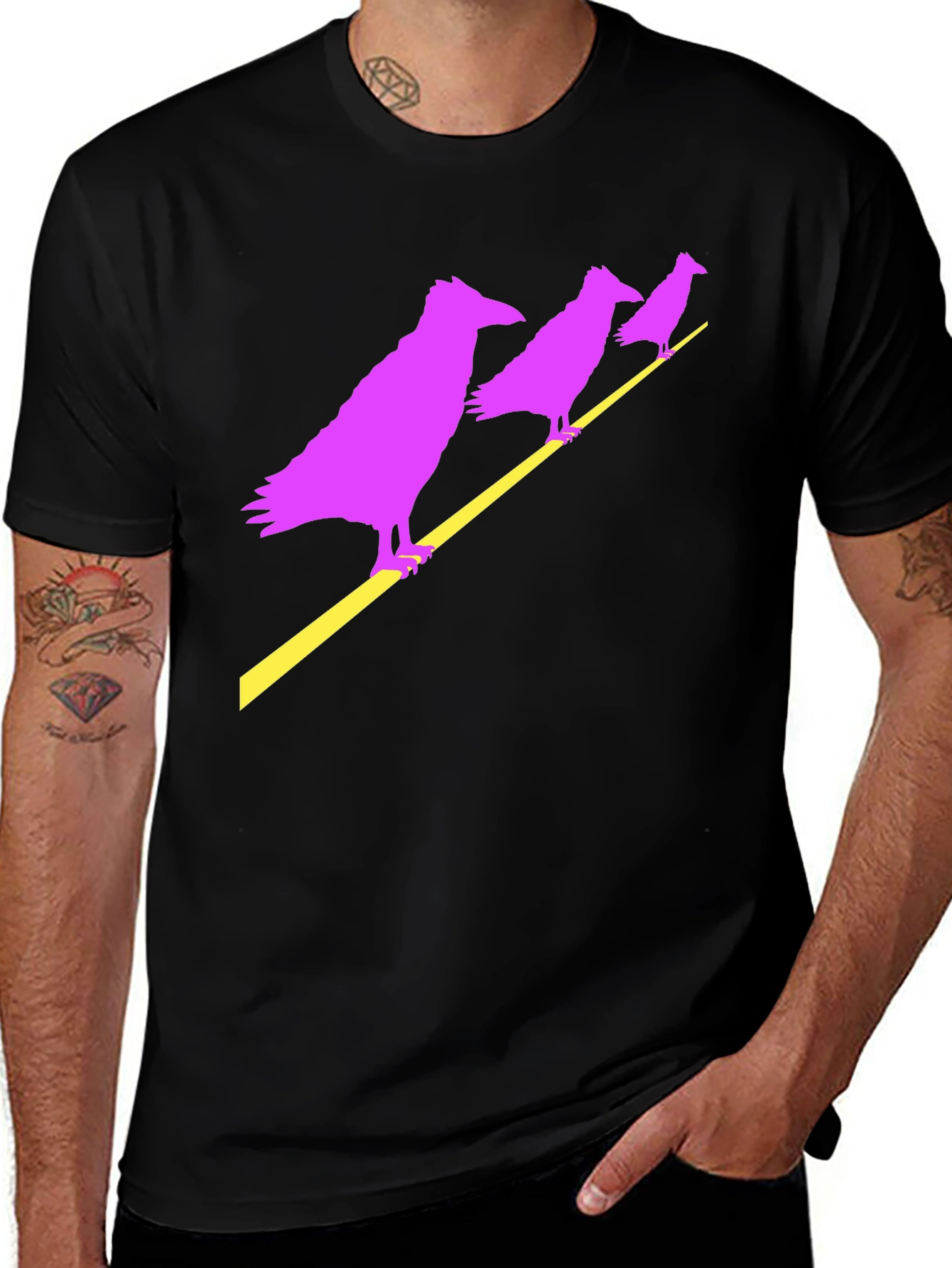 Raven Graphic Tee - Mens Black Crew Neck T-Shirt