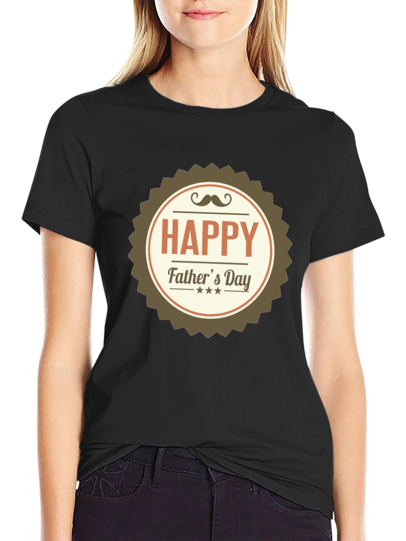 Happy Fathers Day T-Shirt - Black Cotton