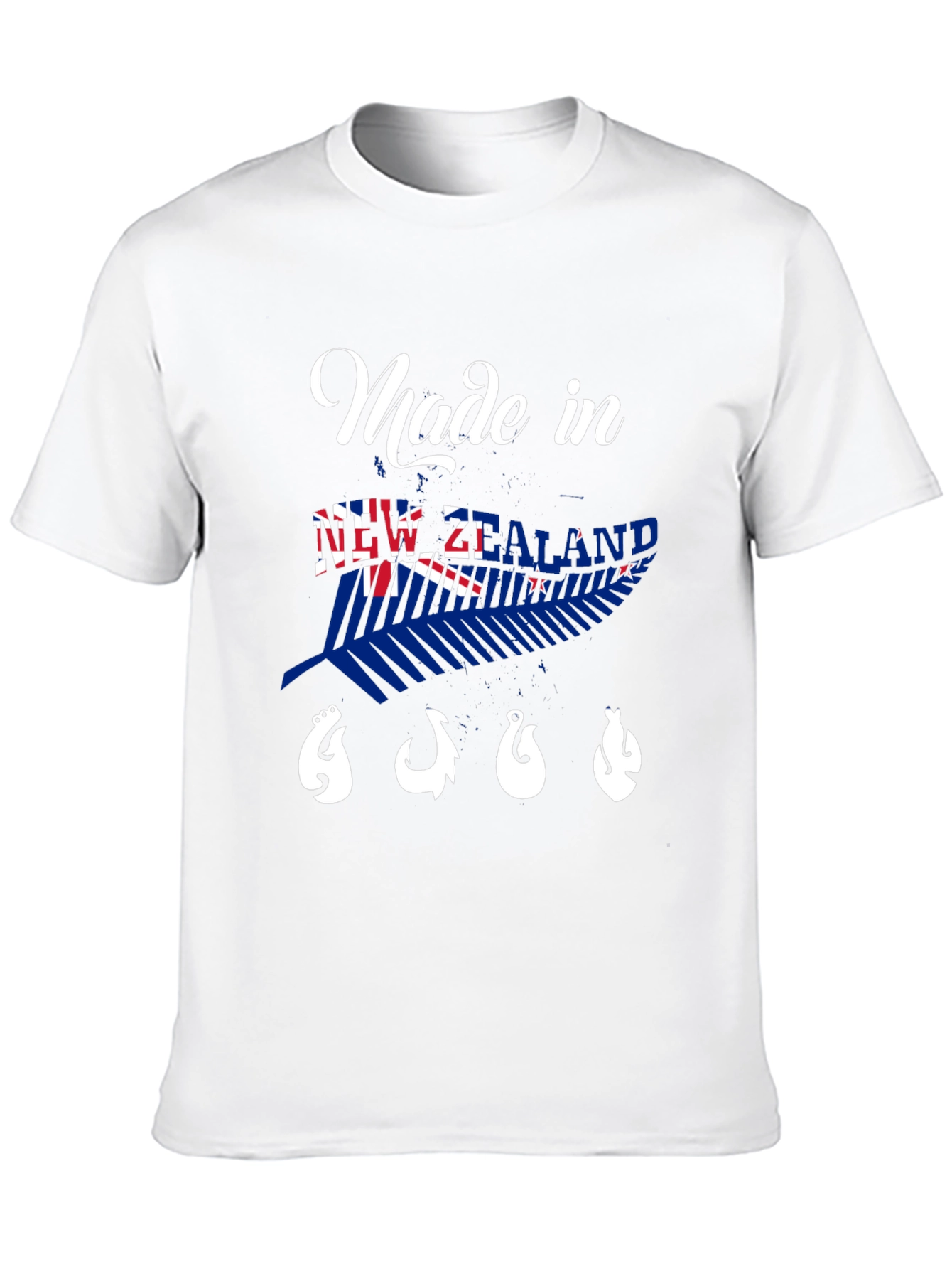 New Zealand Made Black T-Shirt with Fish Hooks