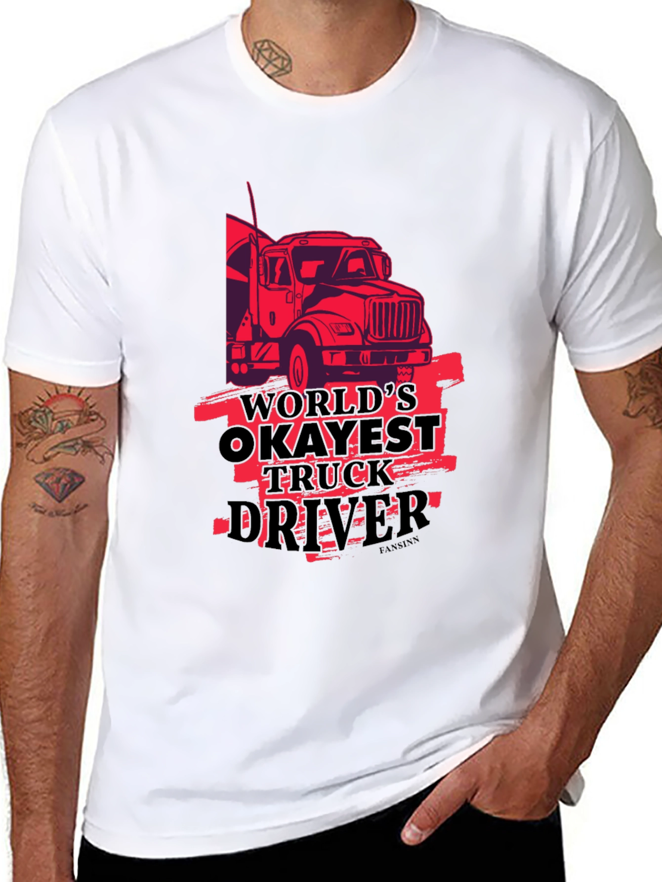 Worlds Okayest Truck Driver Black T-Shirt