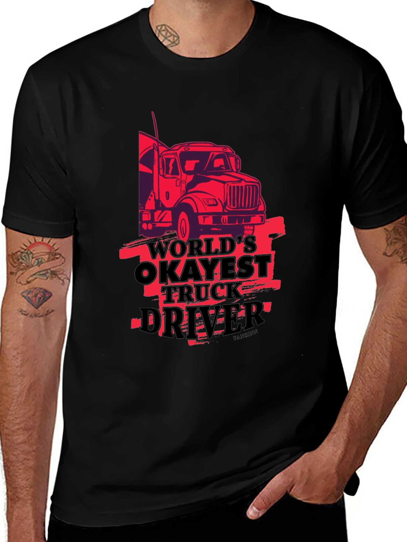 Worlds Okayest Truck Driver Black T-Shirt