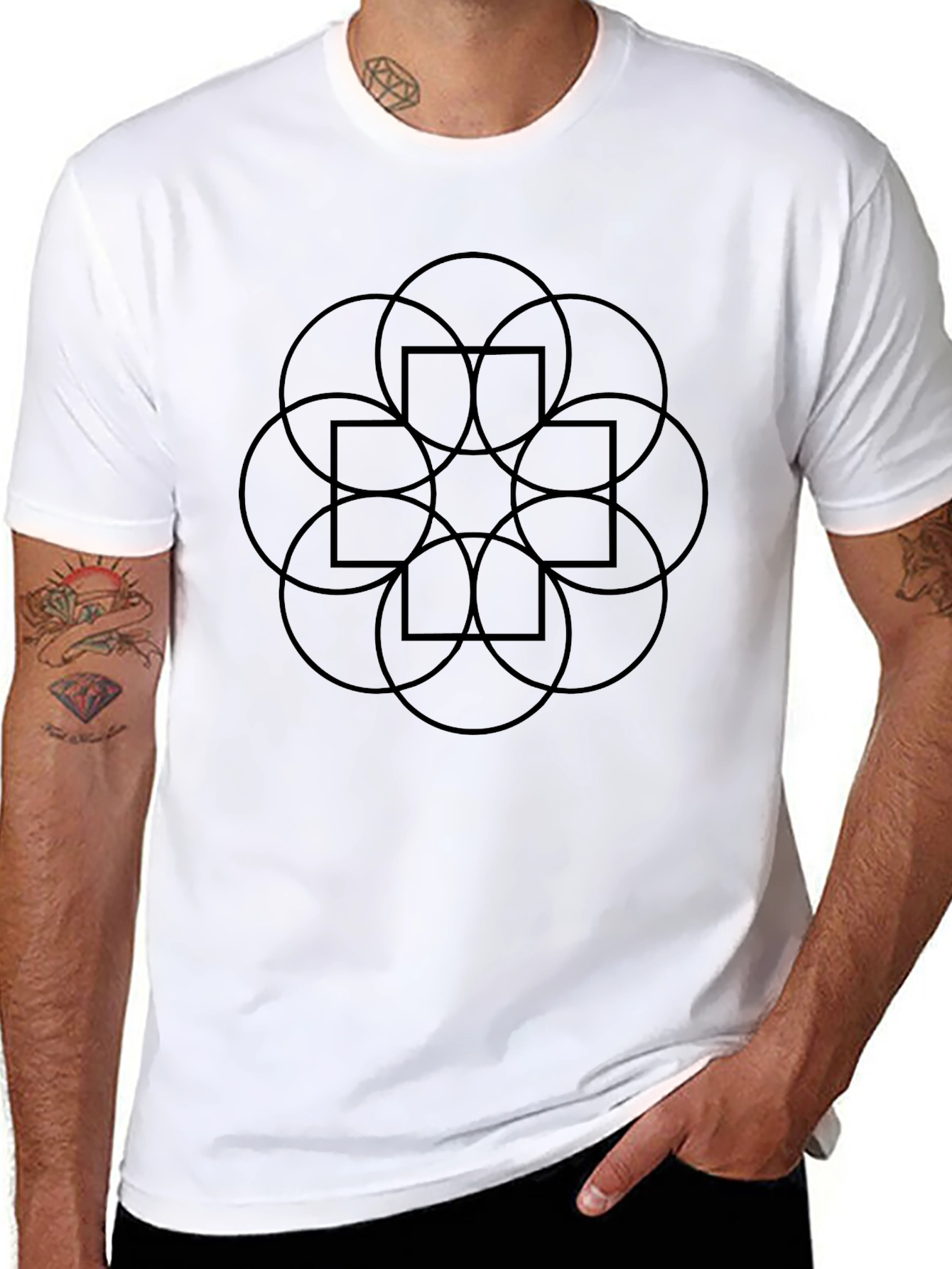 Geometric Circle & Square Graphic Tee