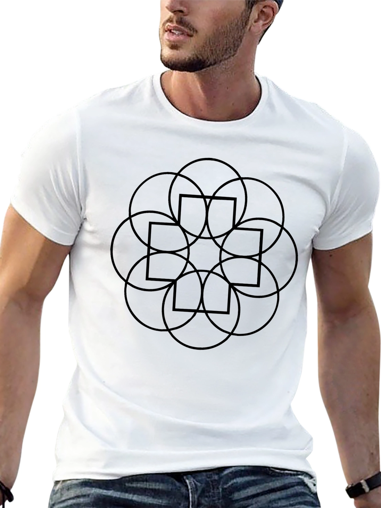 Geometric Circle & Square Graphic Tee