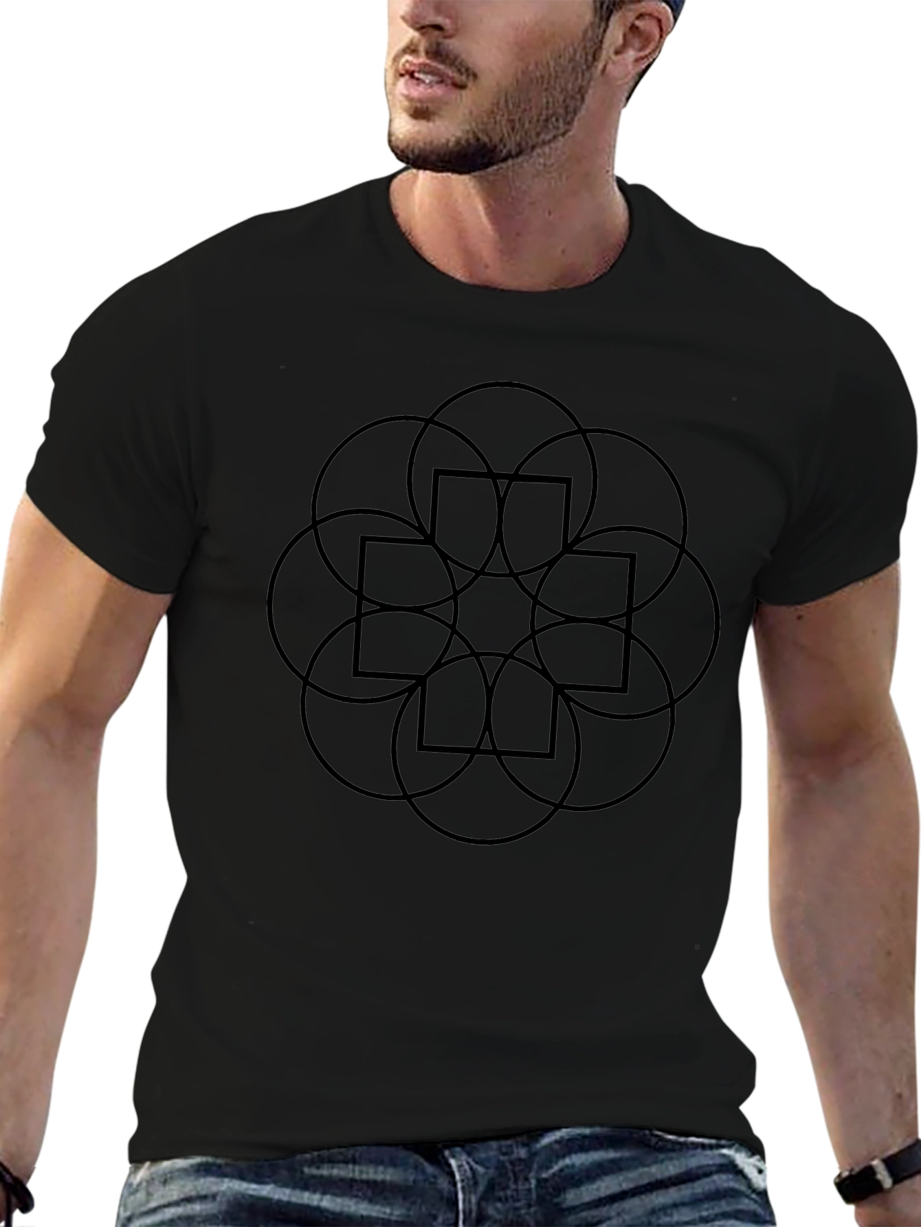 Geometric Circle & Square Graphic Tee