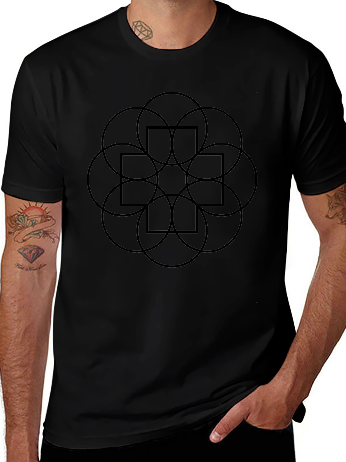 Geometric Circle & Square Graphic Tee