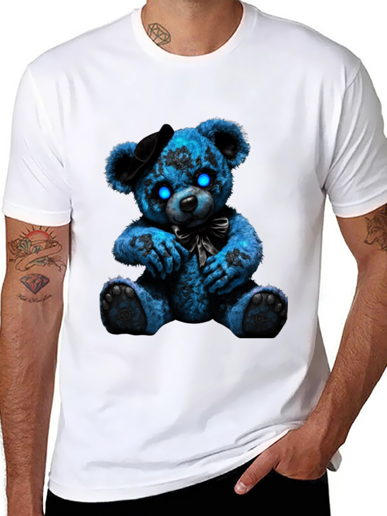 Glow-Eyed Teddy Bear Graphic T-Shirt