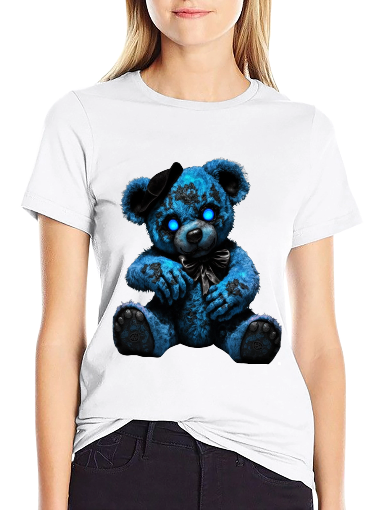 Glow-Eyed Teddy Bear Graphic T-Shirt
