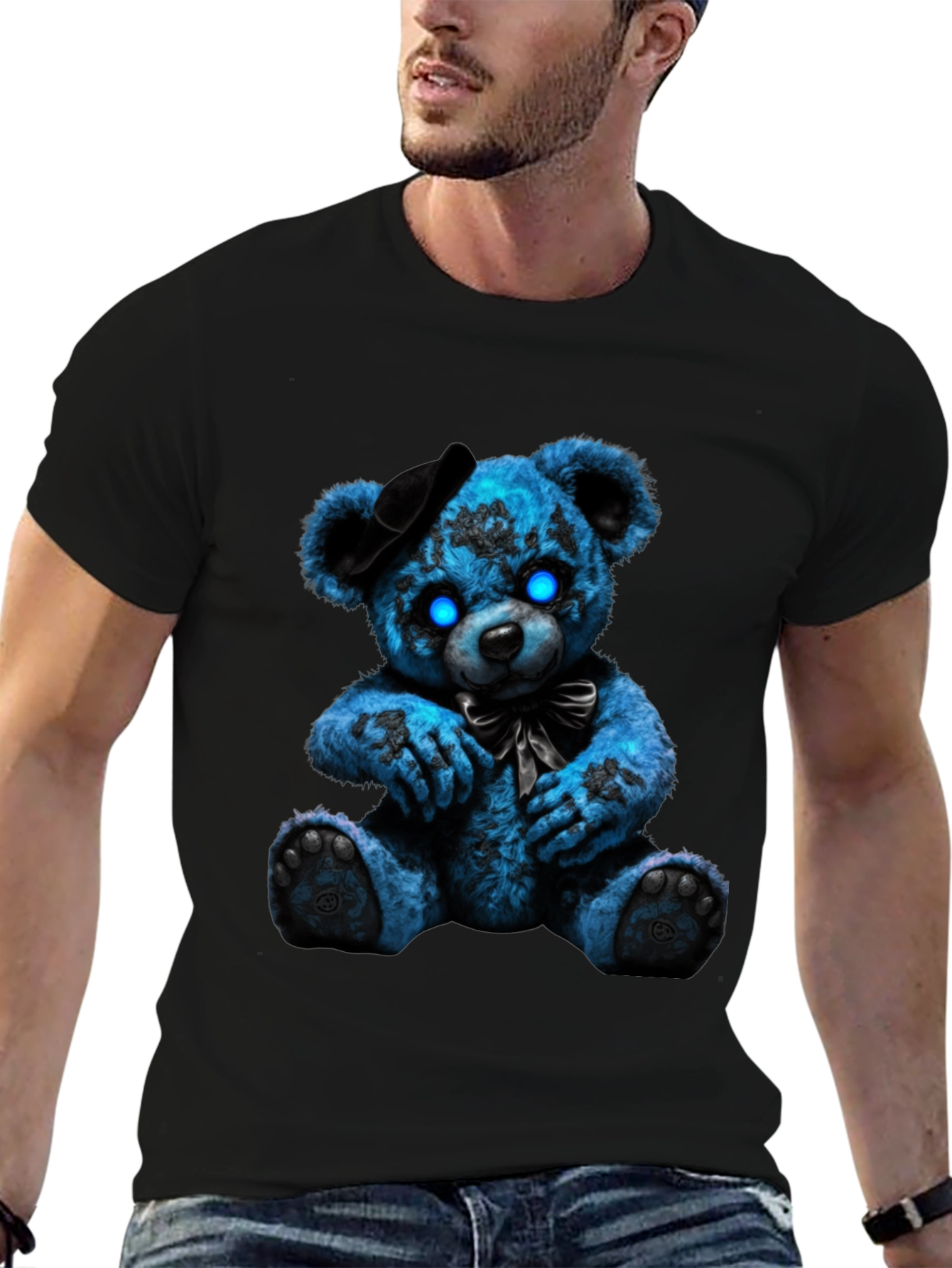 Glow-Eyed Teddy Bear Graphic T-Shirt