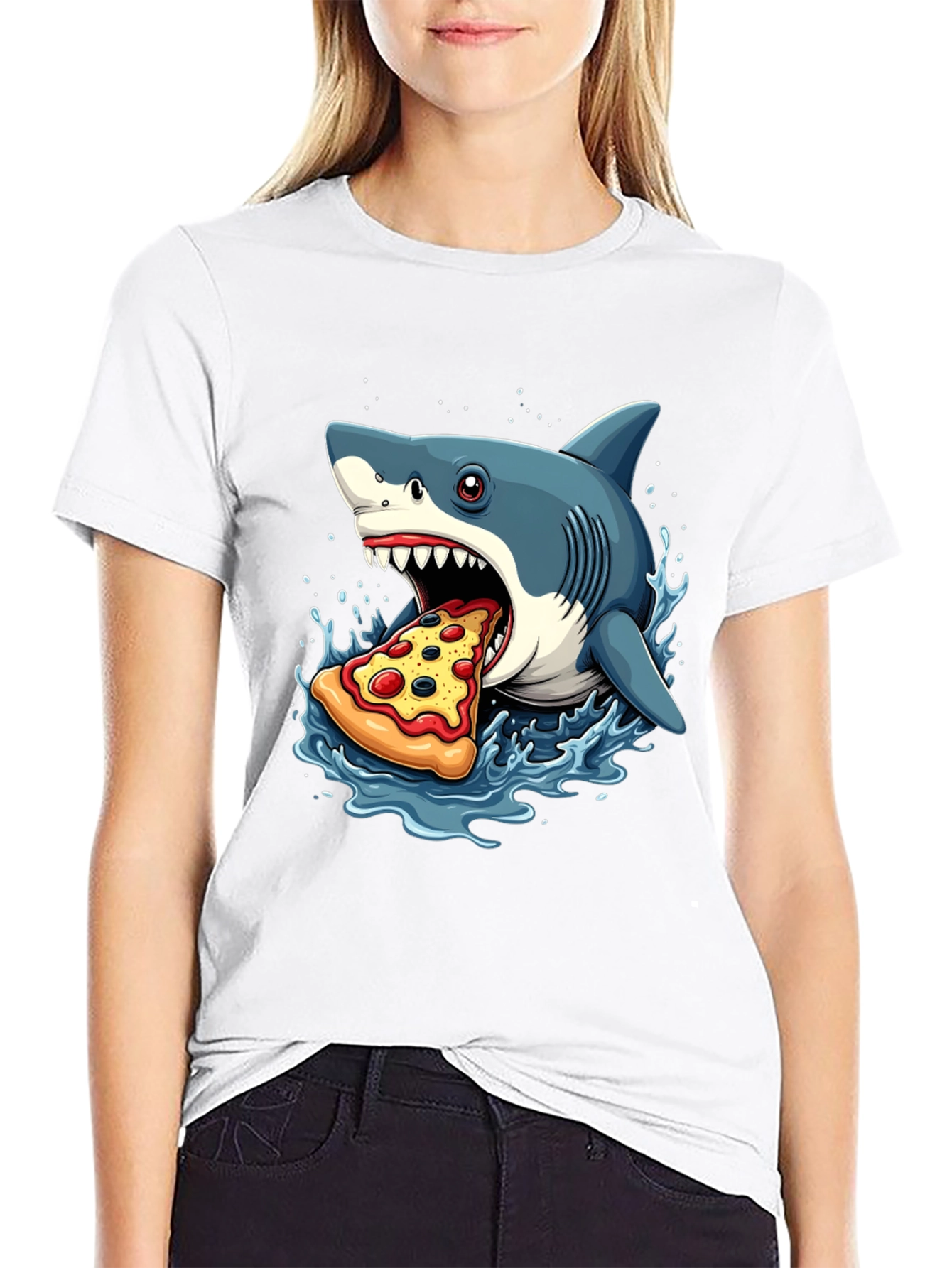 Shark Pizza T-Shirt - Funny Graphic Tee