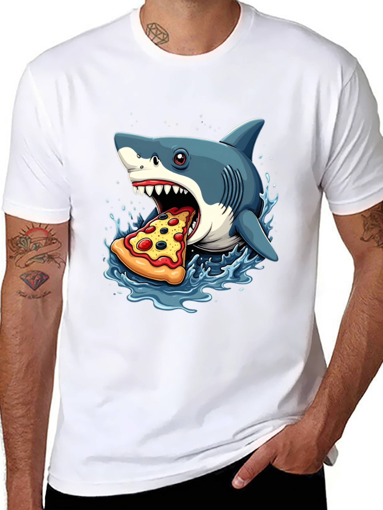 Shark Pizza T-Shirt - Funny Graphic Tee