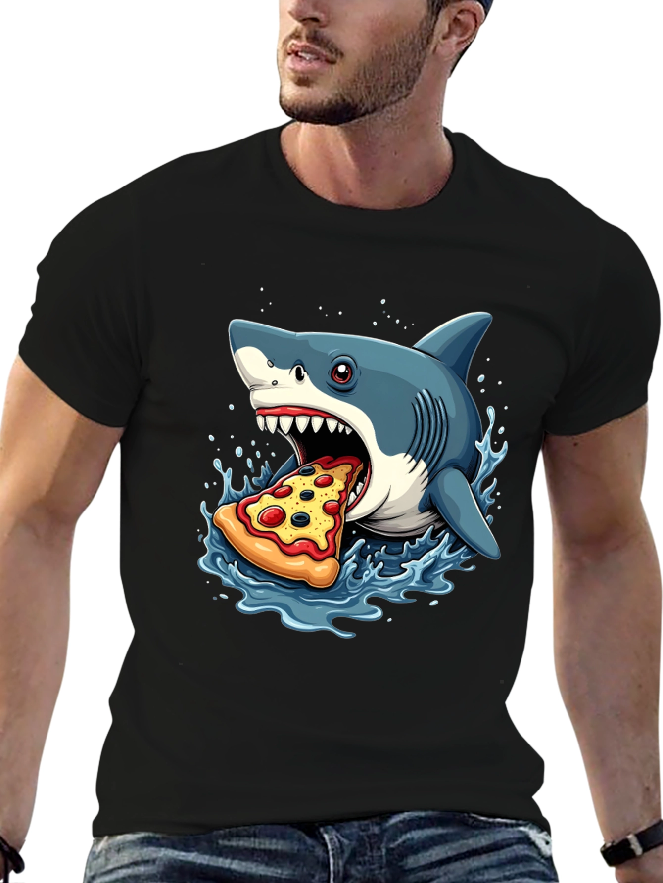 Shark Pizza T-Shirt - Funny Graphic Tee
