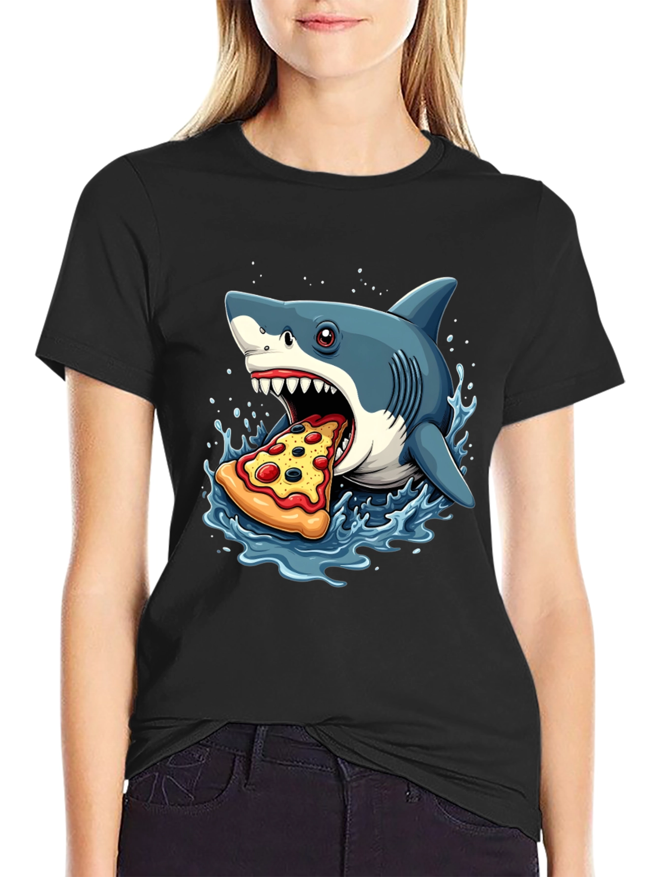 Shark Pizza T-Shirt - Funny Graphic Tee