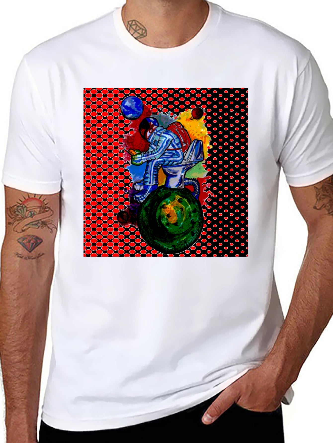 Astronaut on Toilet T-Shirt - Graphic Print Tee