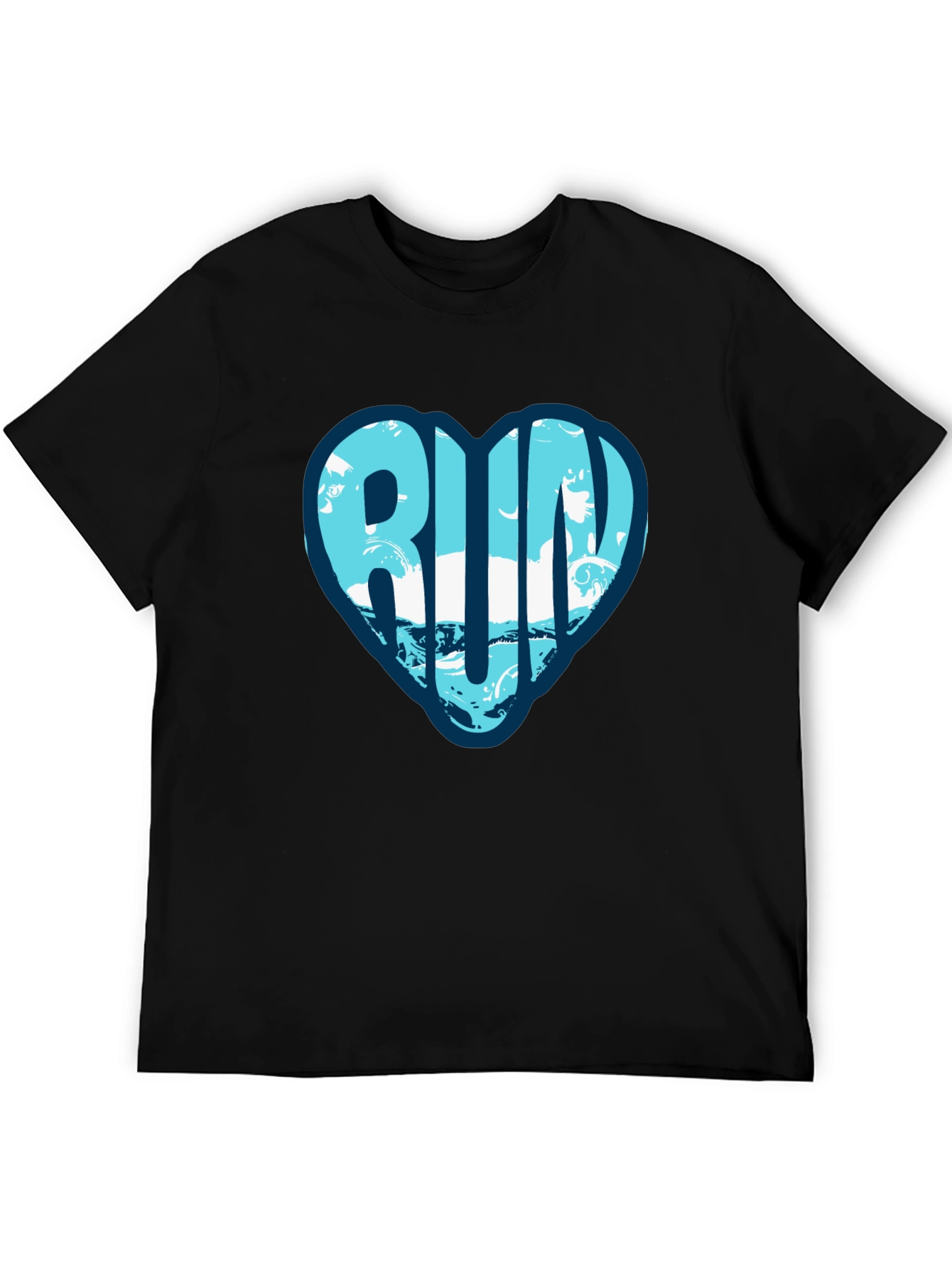 Run Heart Graphic Tee - Black Cotton T-Shirt