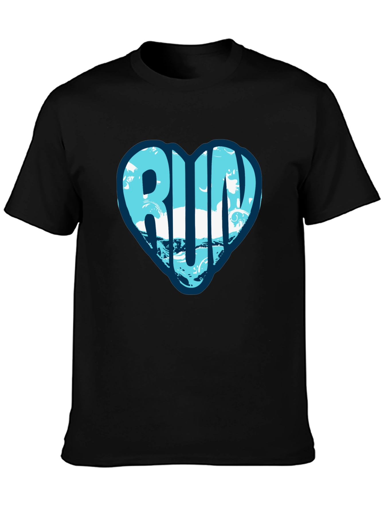 Run Heart Graphic Tee - Black Cotton T-Shirt
