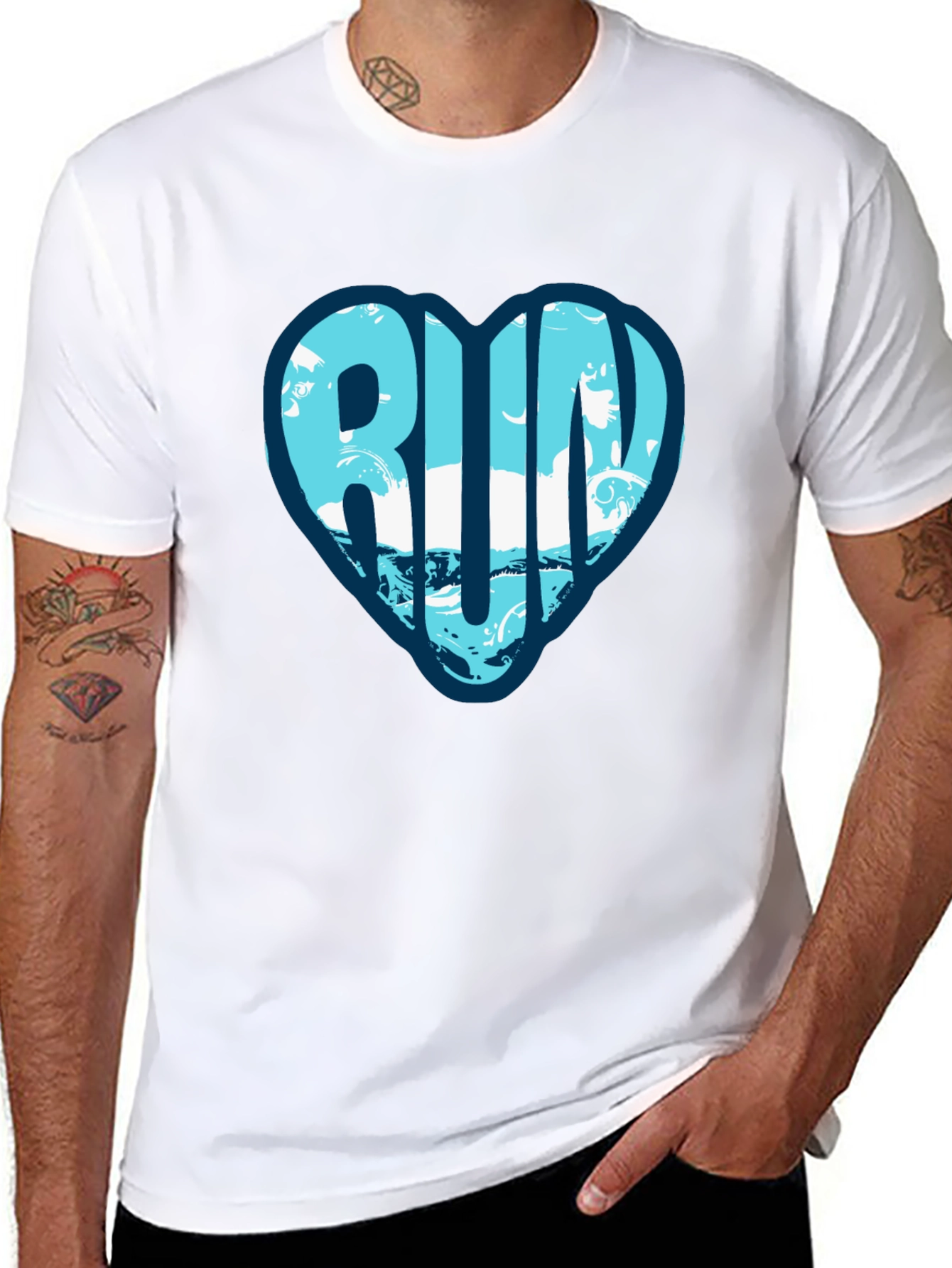 Run Heart Graphic Tee - Black Cotton T-Shirt