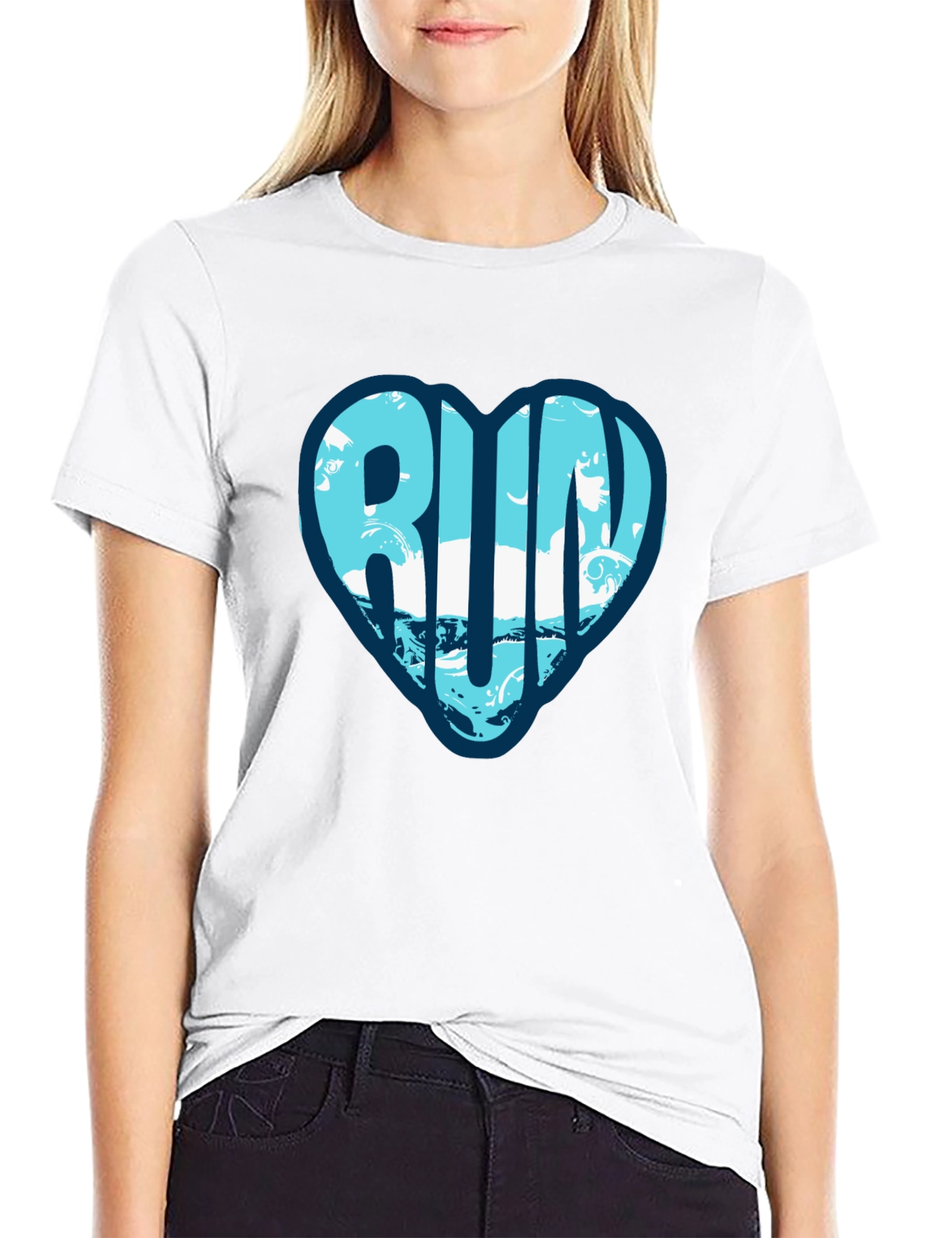 Run Heart Graphic Tee - Black Cotton T-Shirt