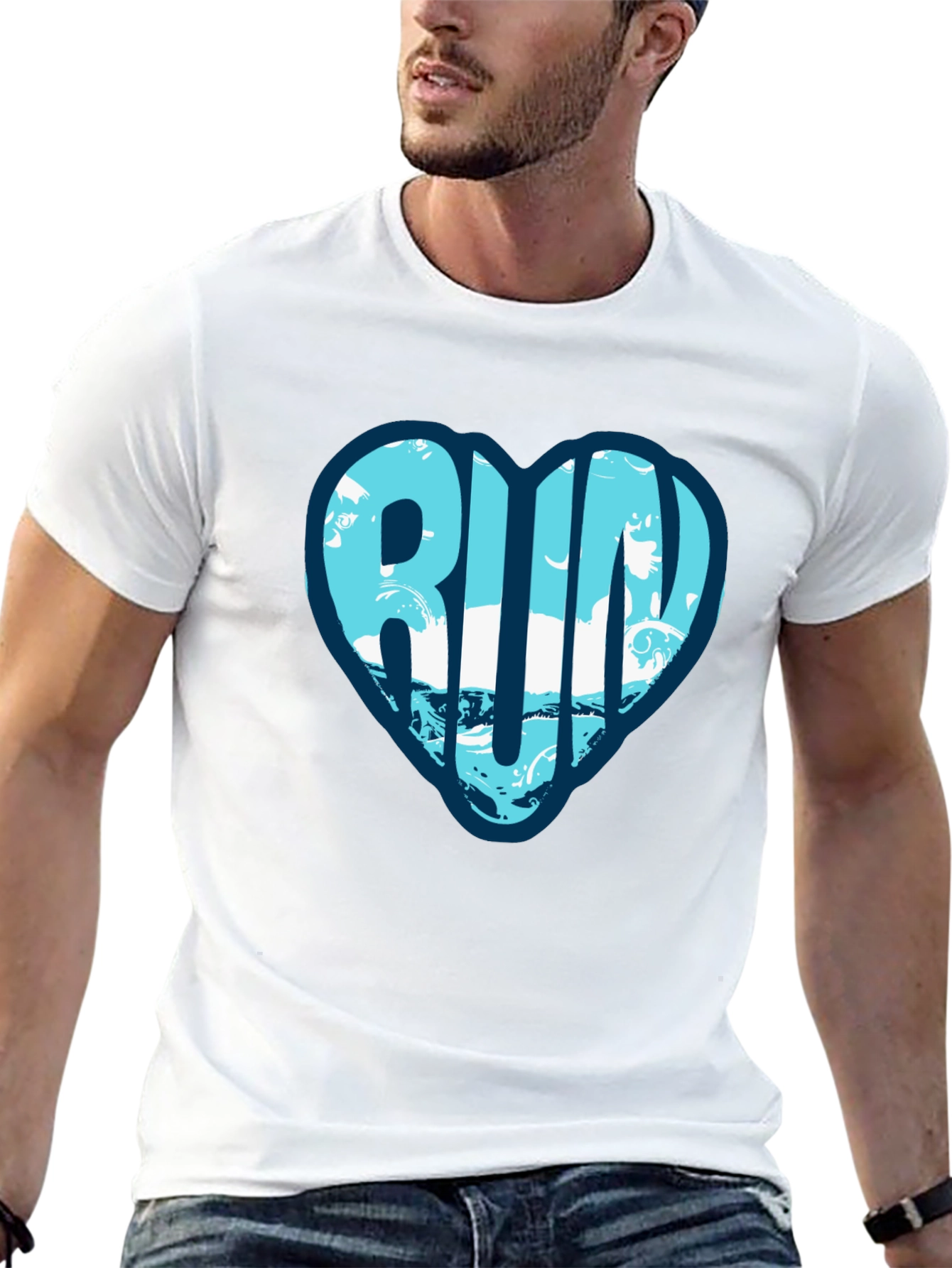 Run Heart Graphic Tee - Black Cotton T-Shirt