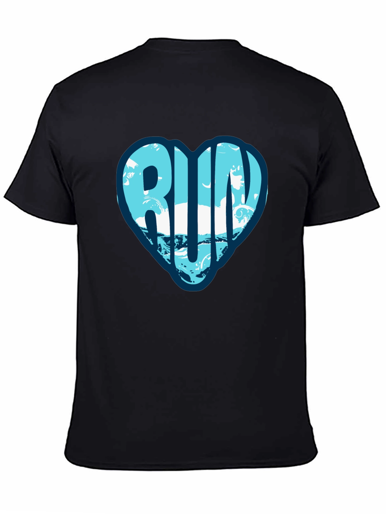 Run Heart Graphic Tee - Black Cotton T-Shirt