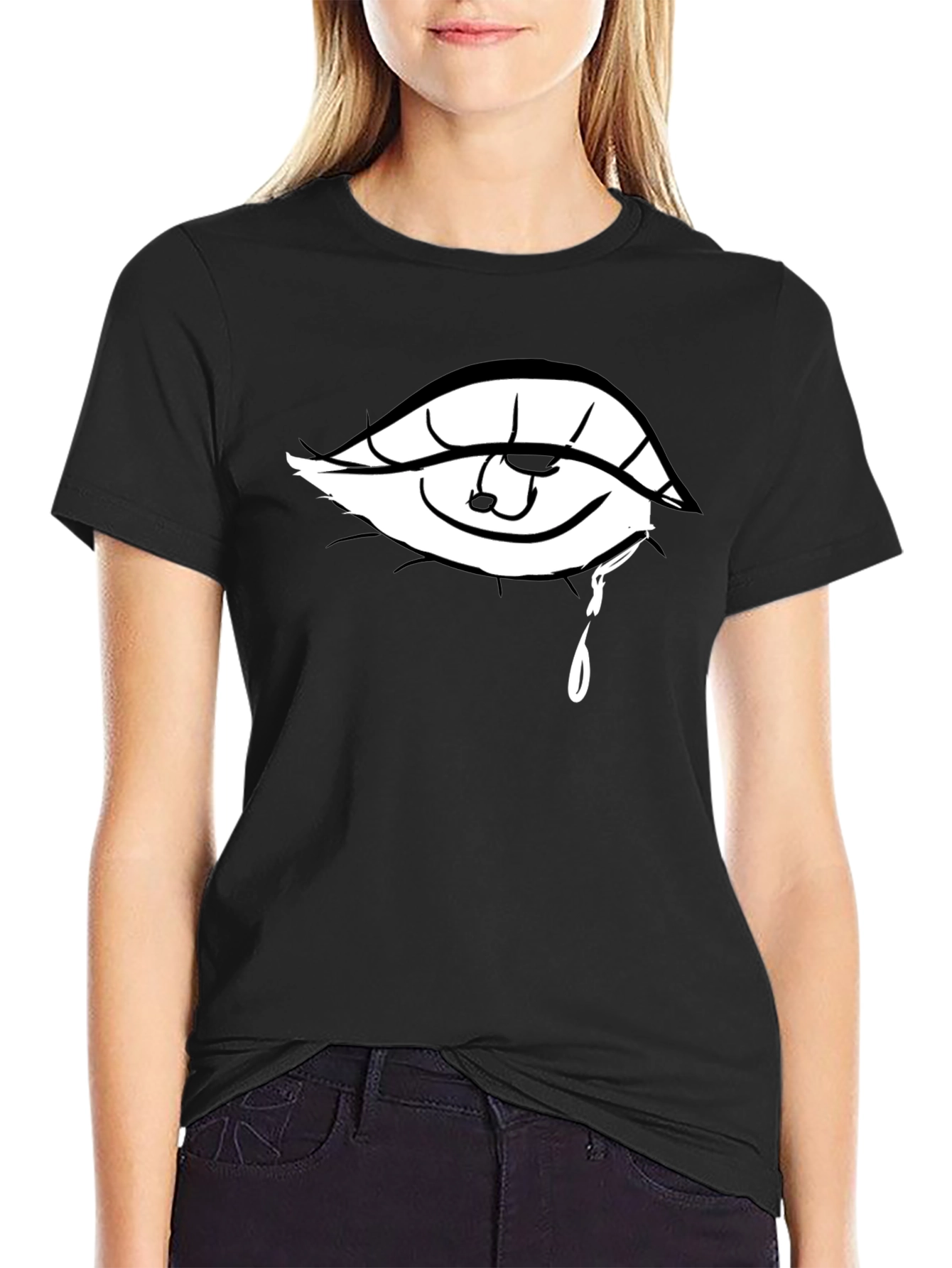Tearful Eye Graphic Black T-Shirt