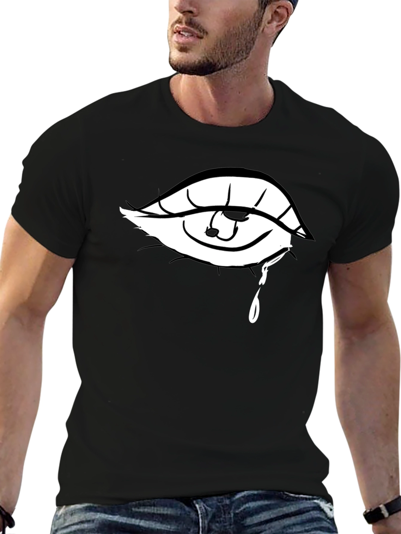 Tearful Eye Graphic Black T-Shirt