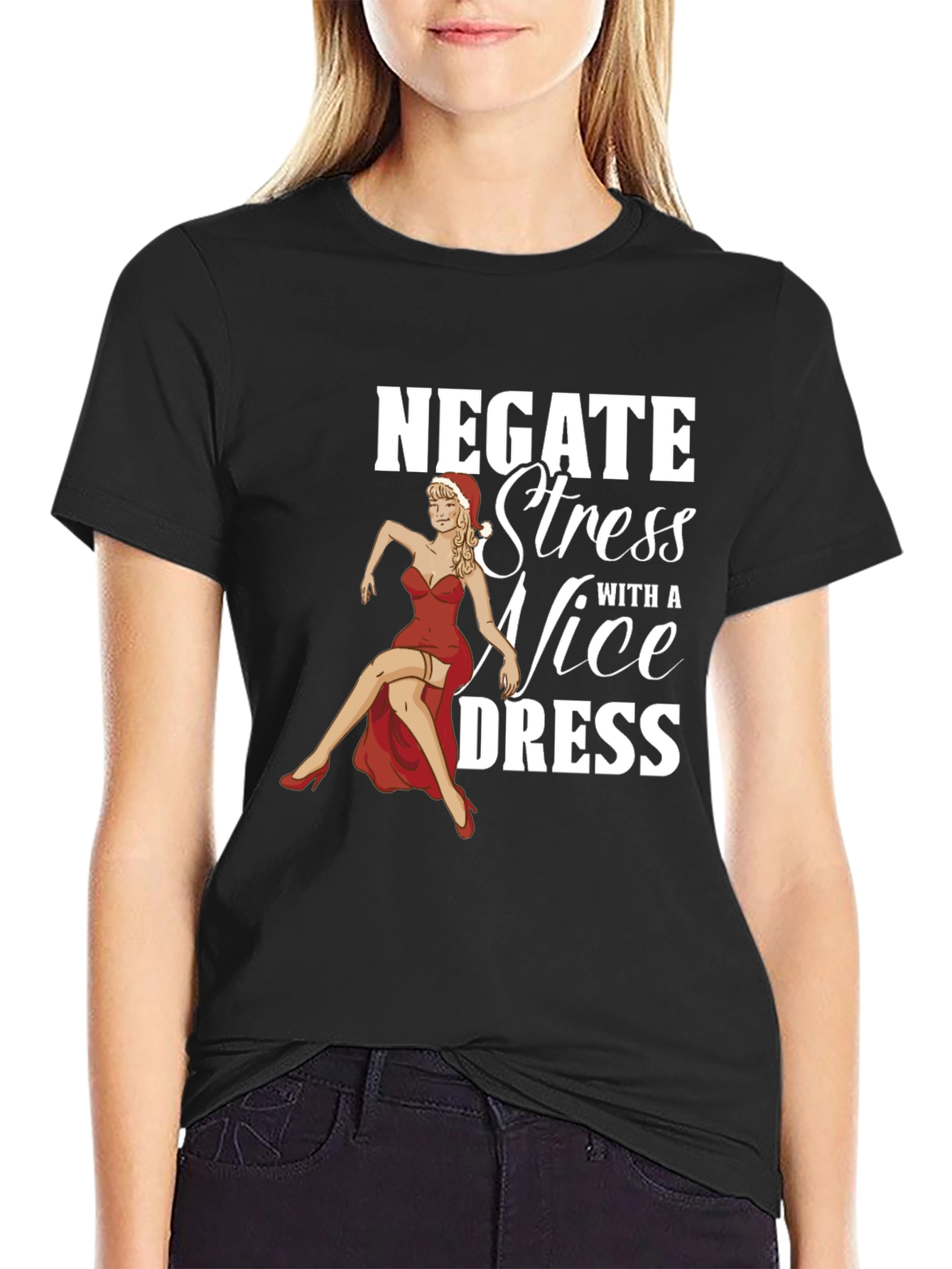 Negate Stress Nice Dress Funny Graphic Tee