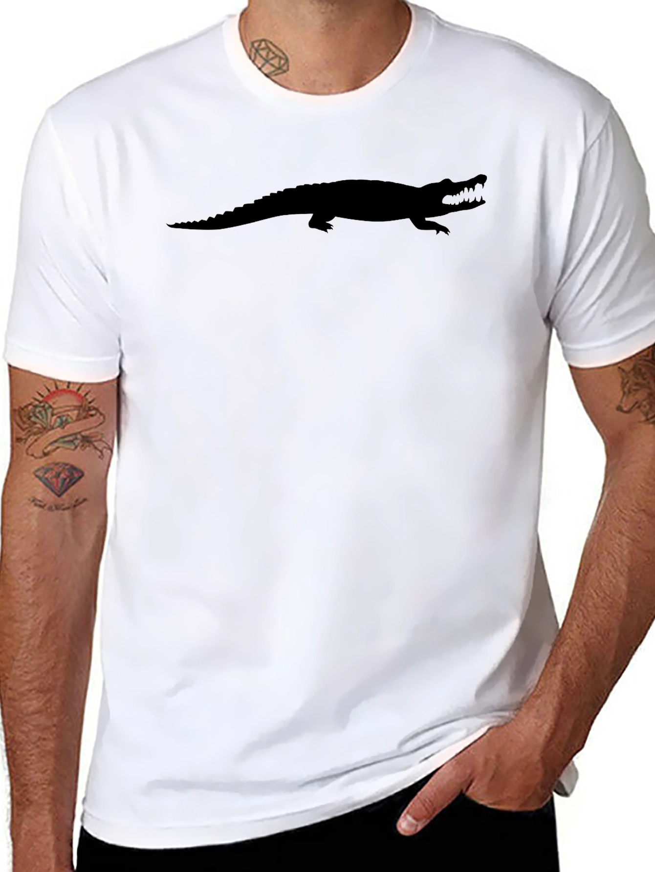 Black Alligator Graphic Tee - Mens Fashion
