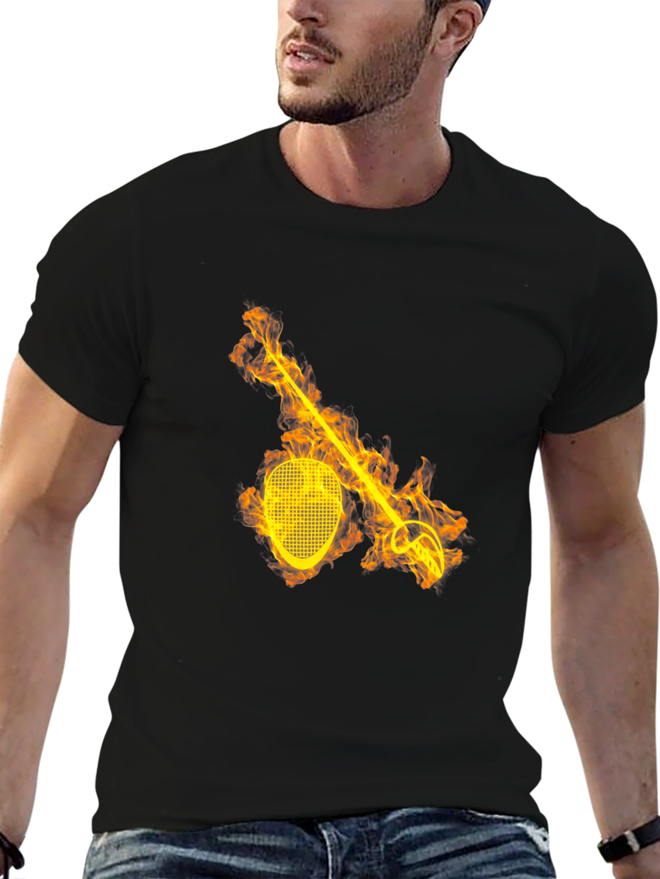 Fiery Fencing T-Shirt - Black Graphic Tee