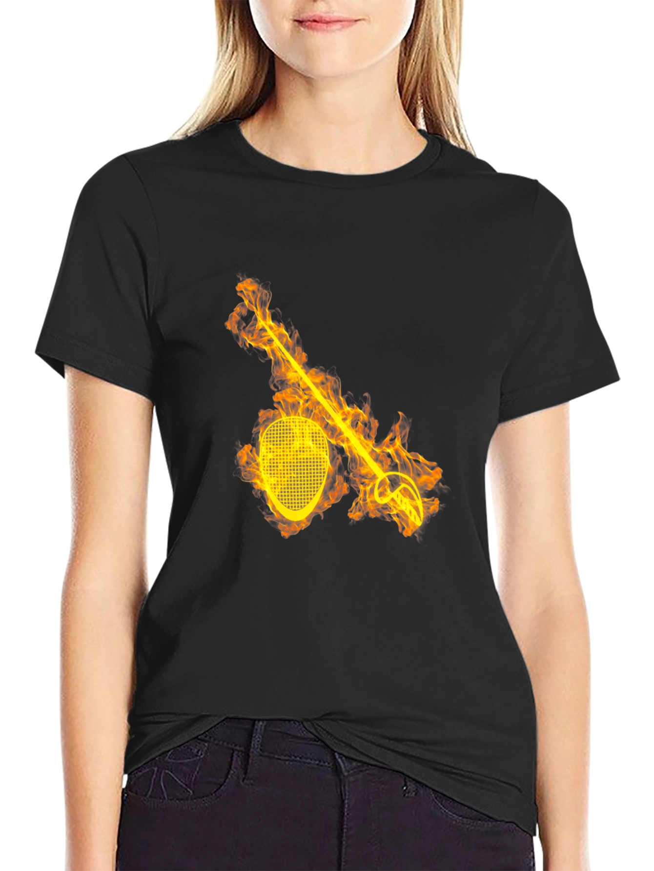 Fiery Fencing T-Shirt - Black Graphic Tee