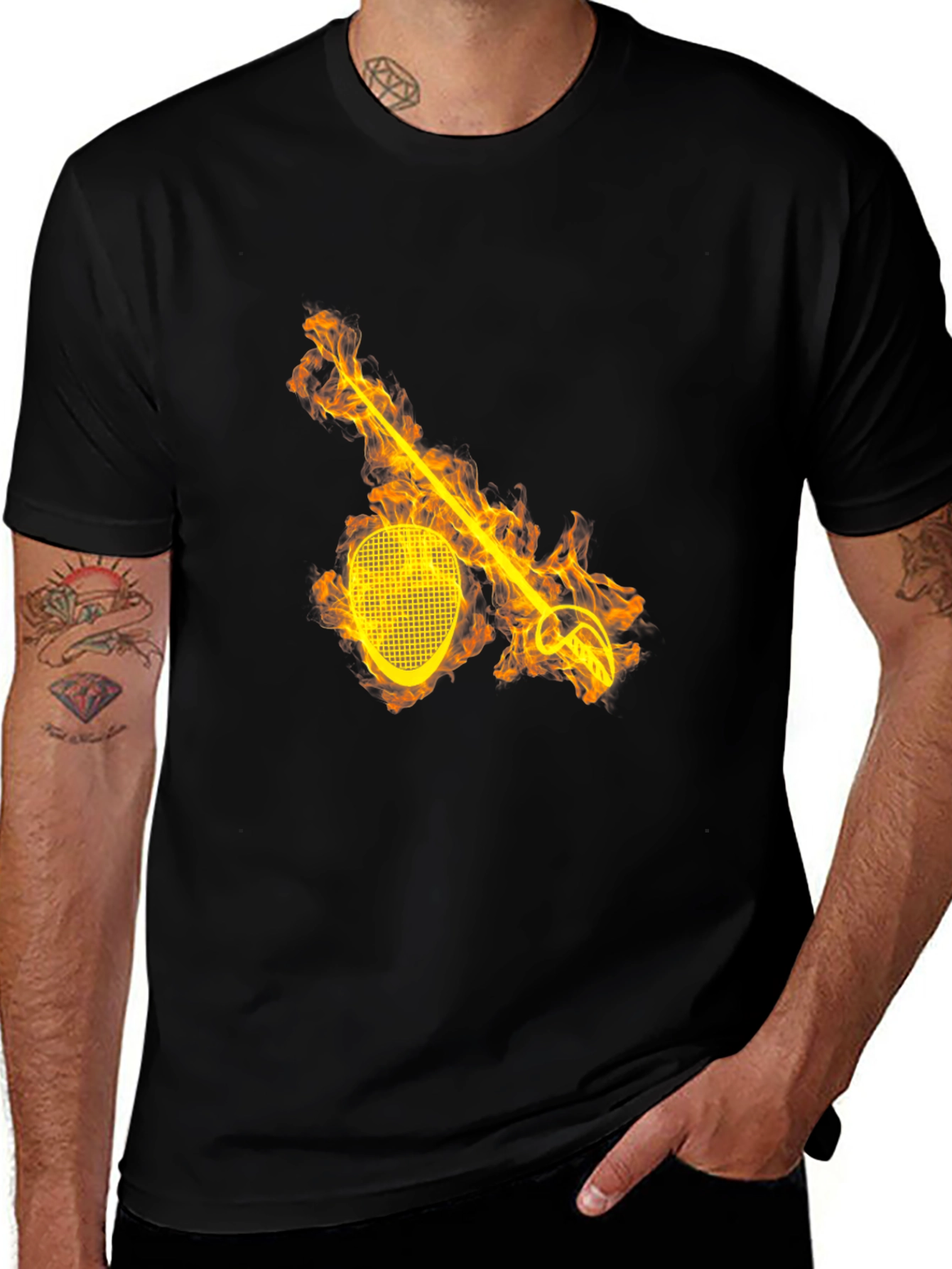 Fiery Fencing T-Shirt - Black Graphic Tee