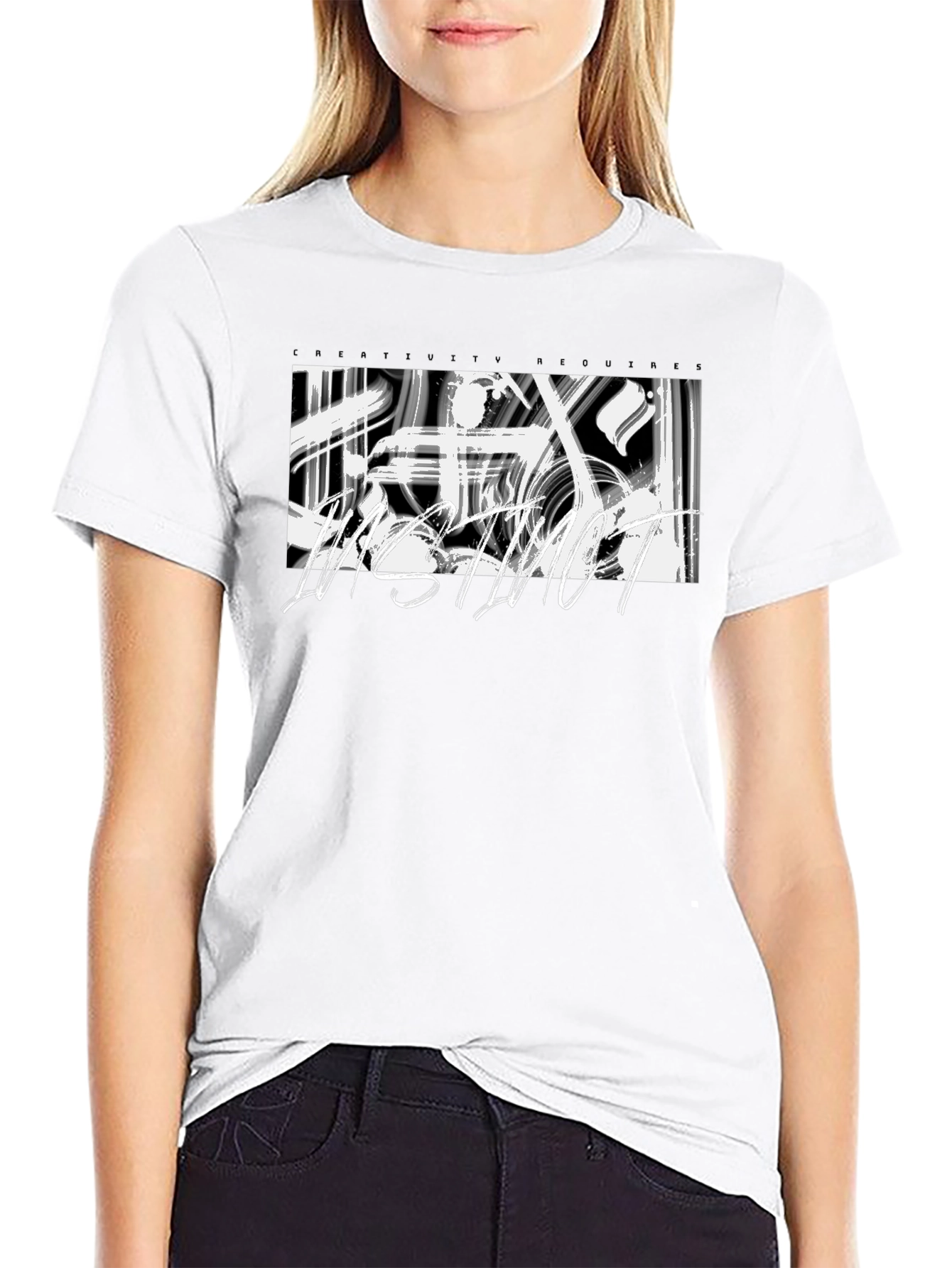 Abstract Graphic Print Black Casual T-Shirt