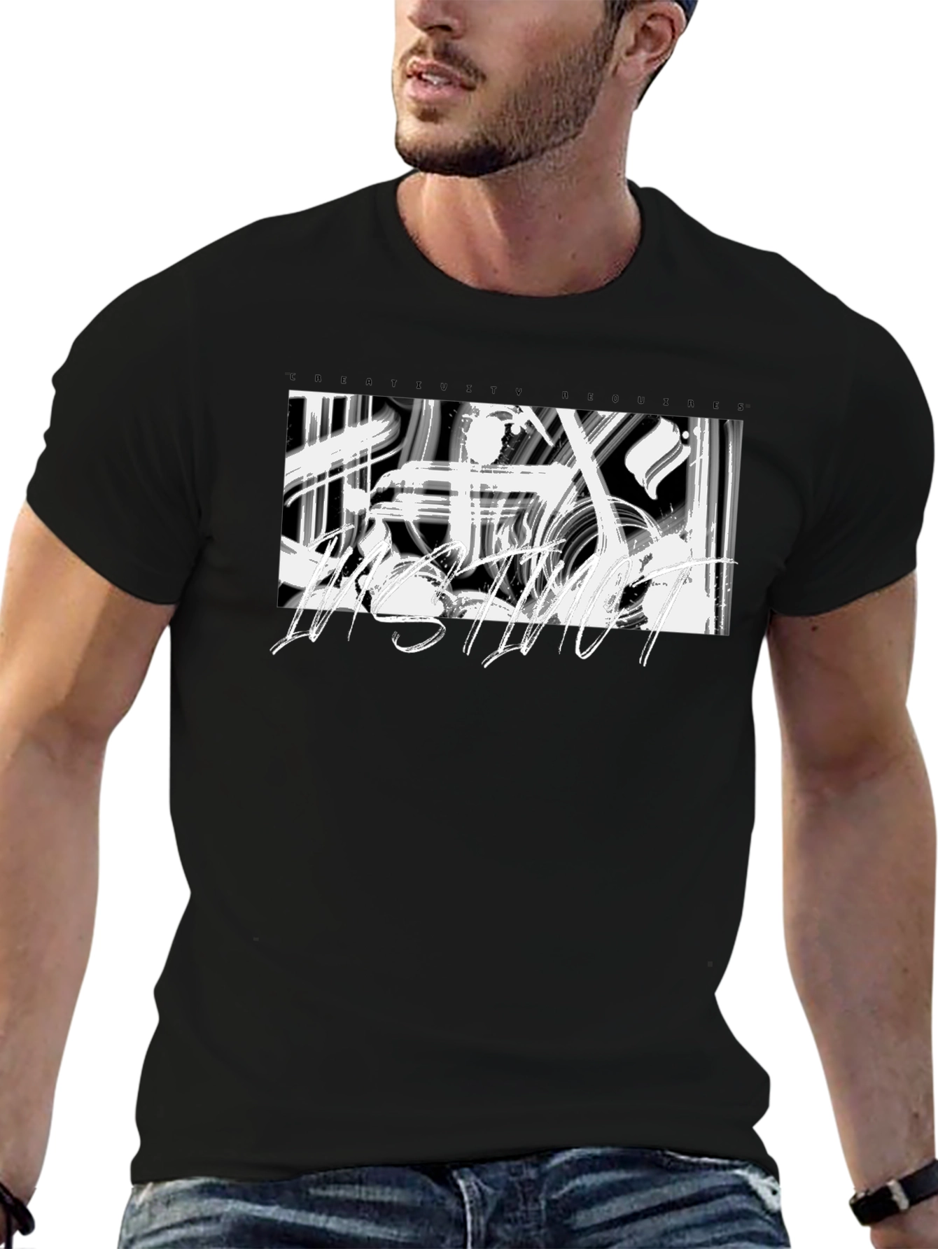 Abstract Graphic Print Black Casual T-Shirt