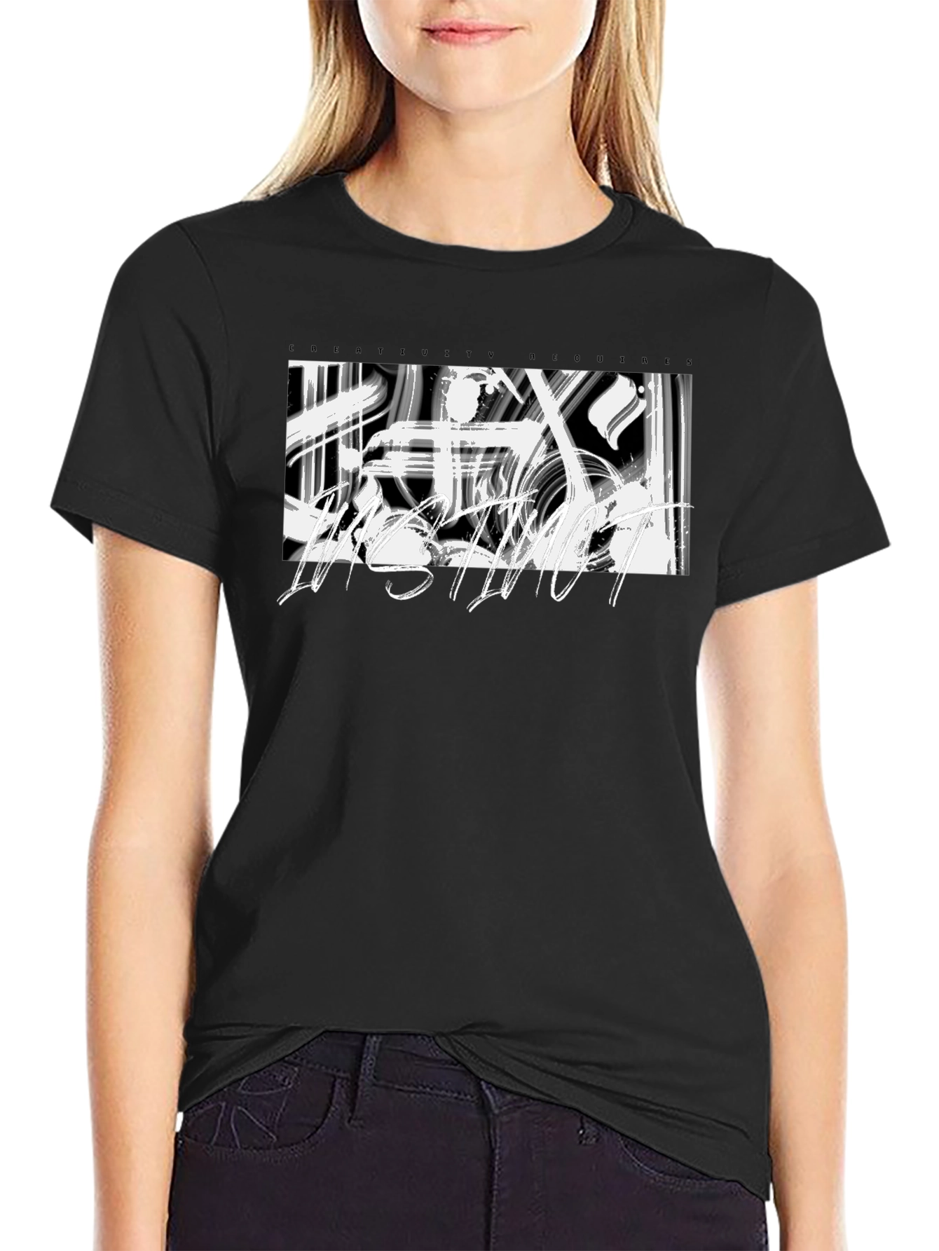 Abstract Graphic Print Black Casual T-Shirt