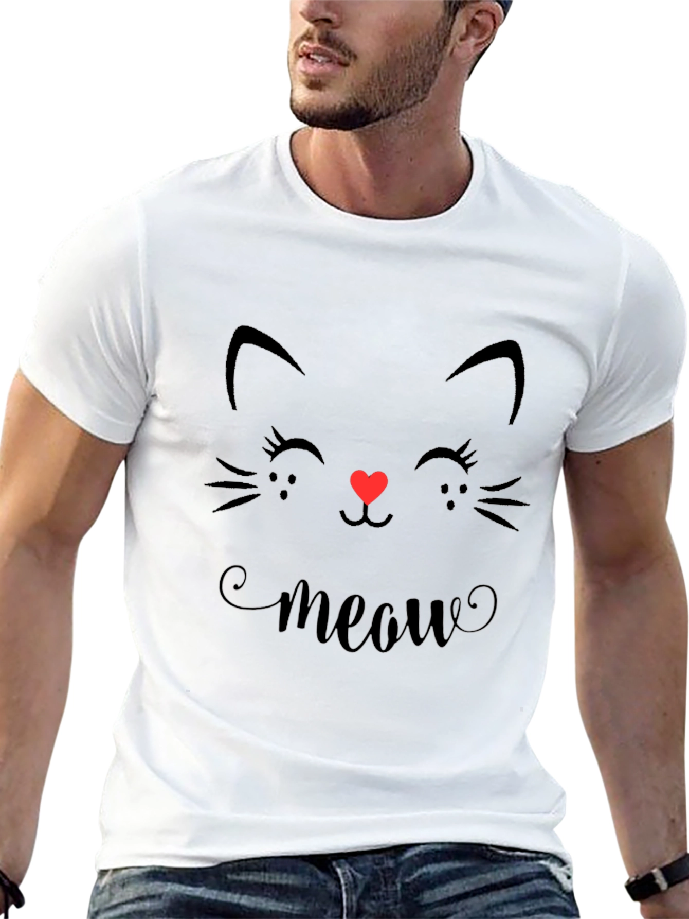 Cute Cat Face T-Shirt - Meow Graphic Tee