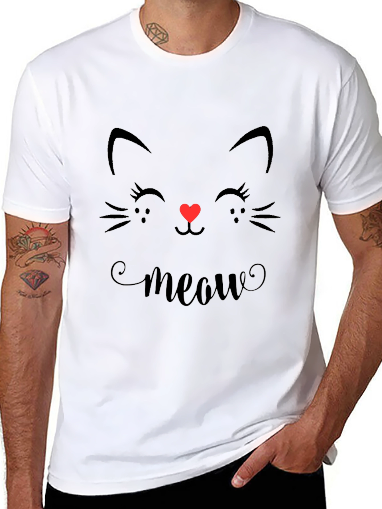 Cute Cat Face T-Shirt - Meow Graphic Tee