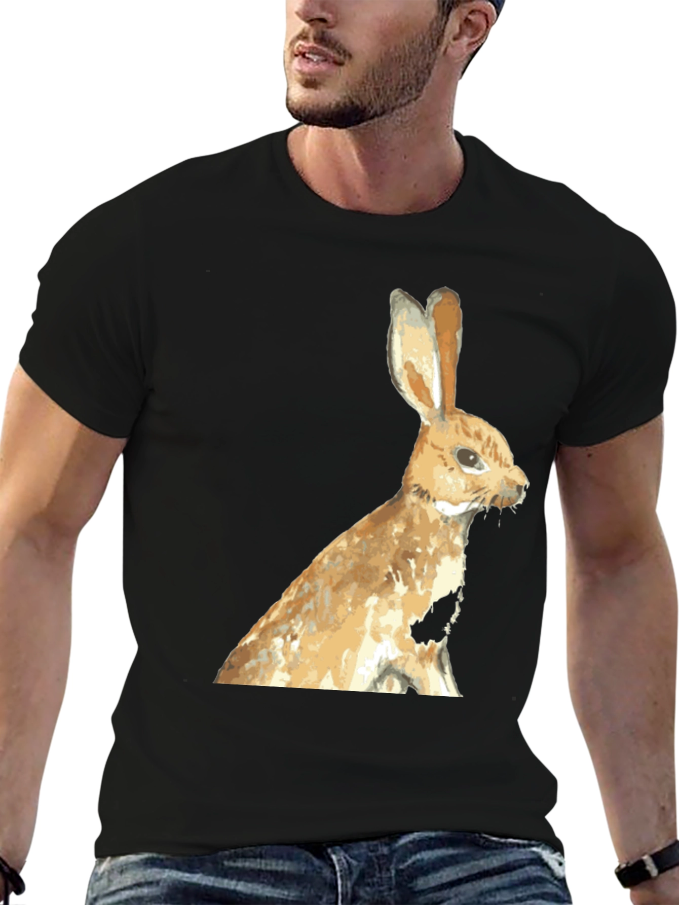 Rabbit Graphic Black T-Shirt