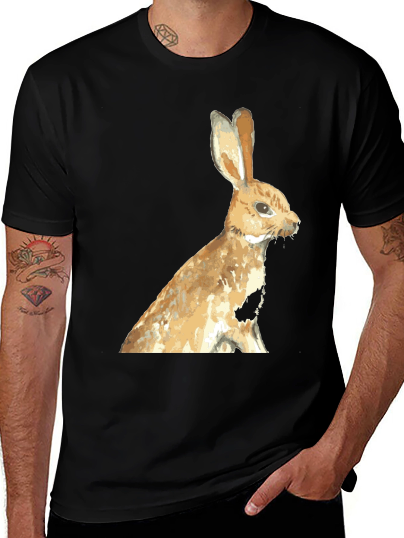 Rabbit Graphic Black T-Shirt