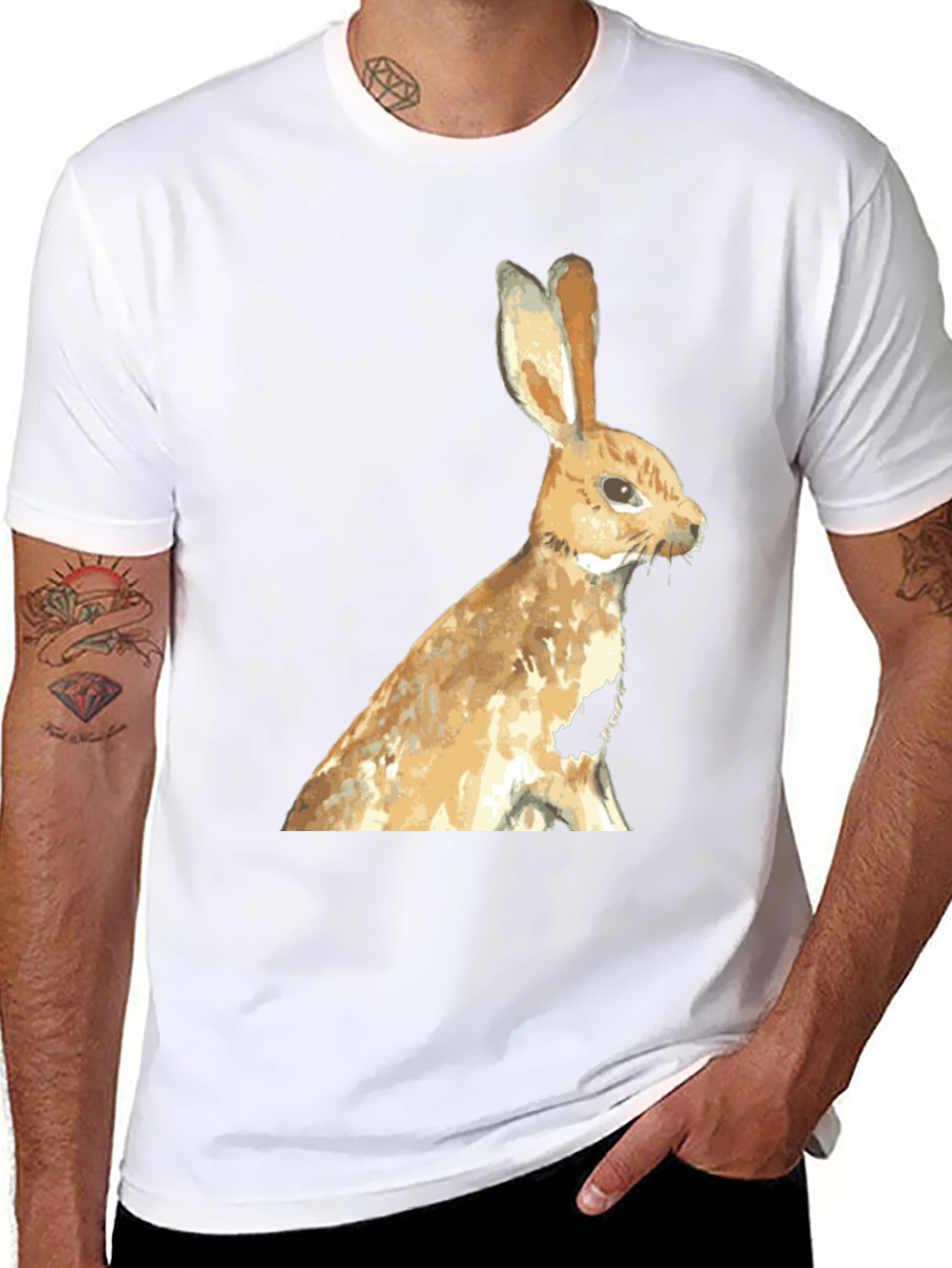 Rabbit Graphic Black T-Shirt
