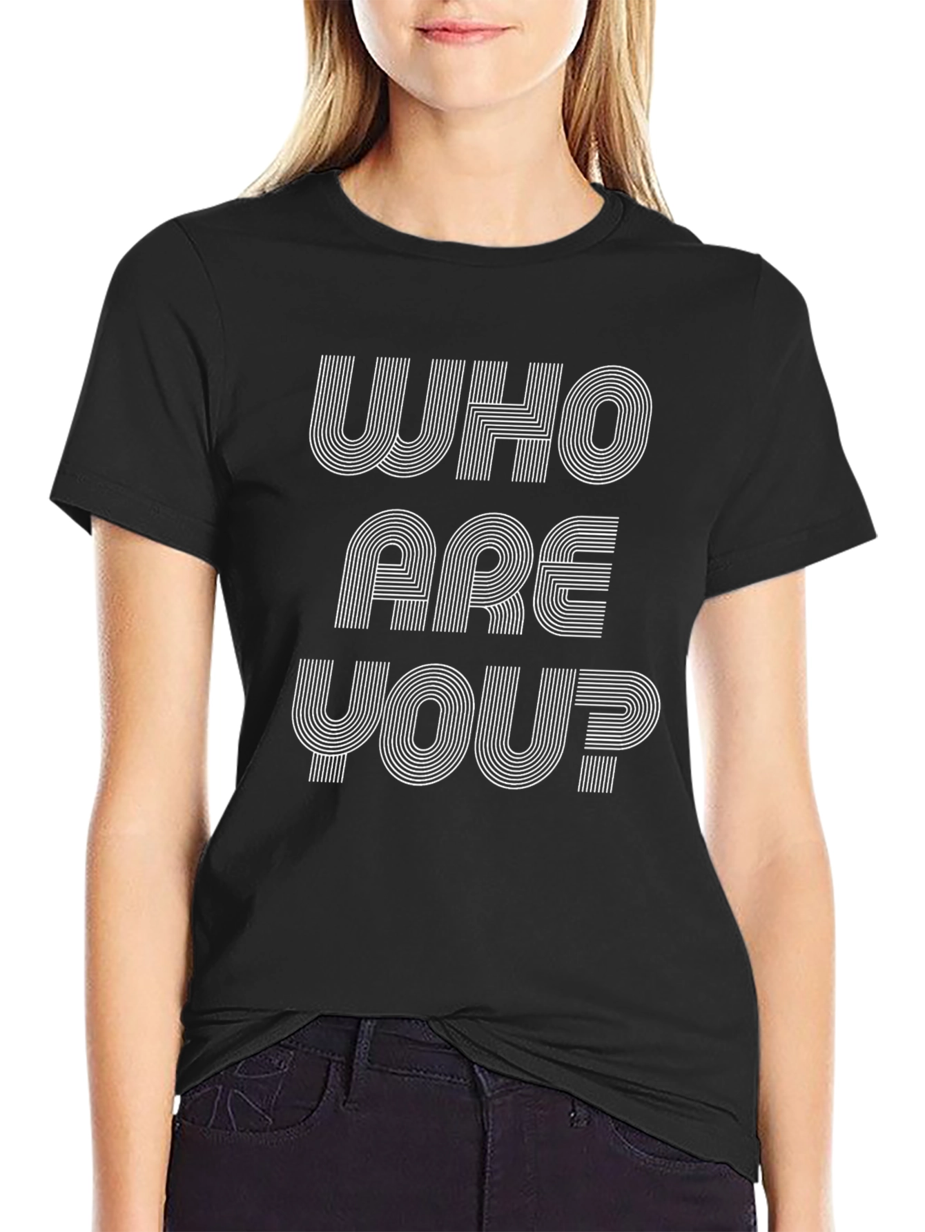 Retro Who Are You? Graphic Tee - Black