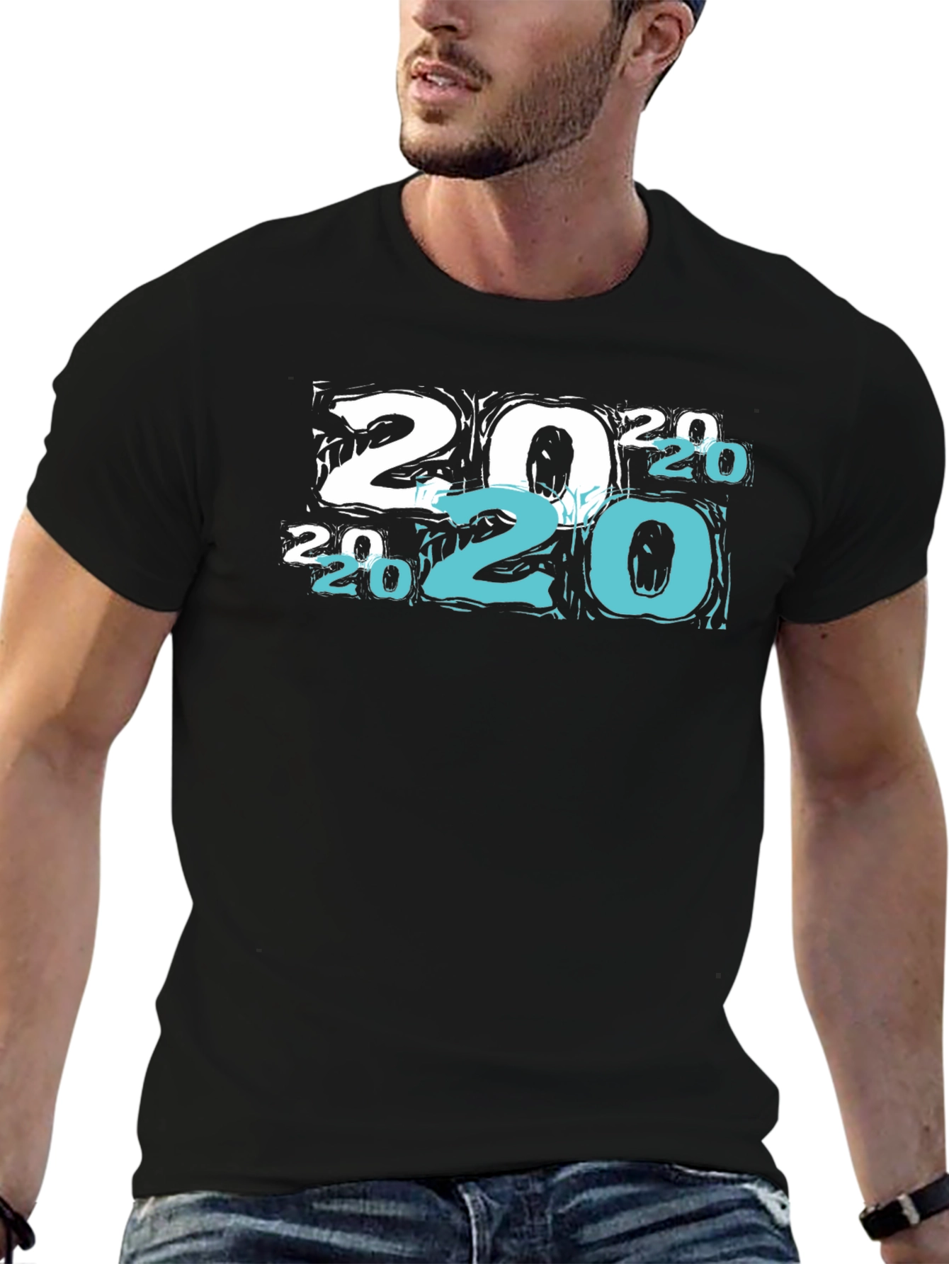 Modern 2020 Graphic Print Black T-Shirt