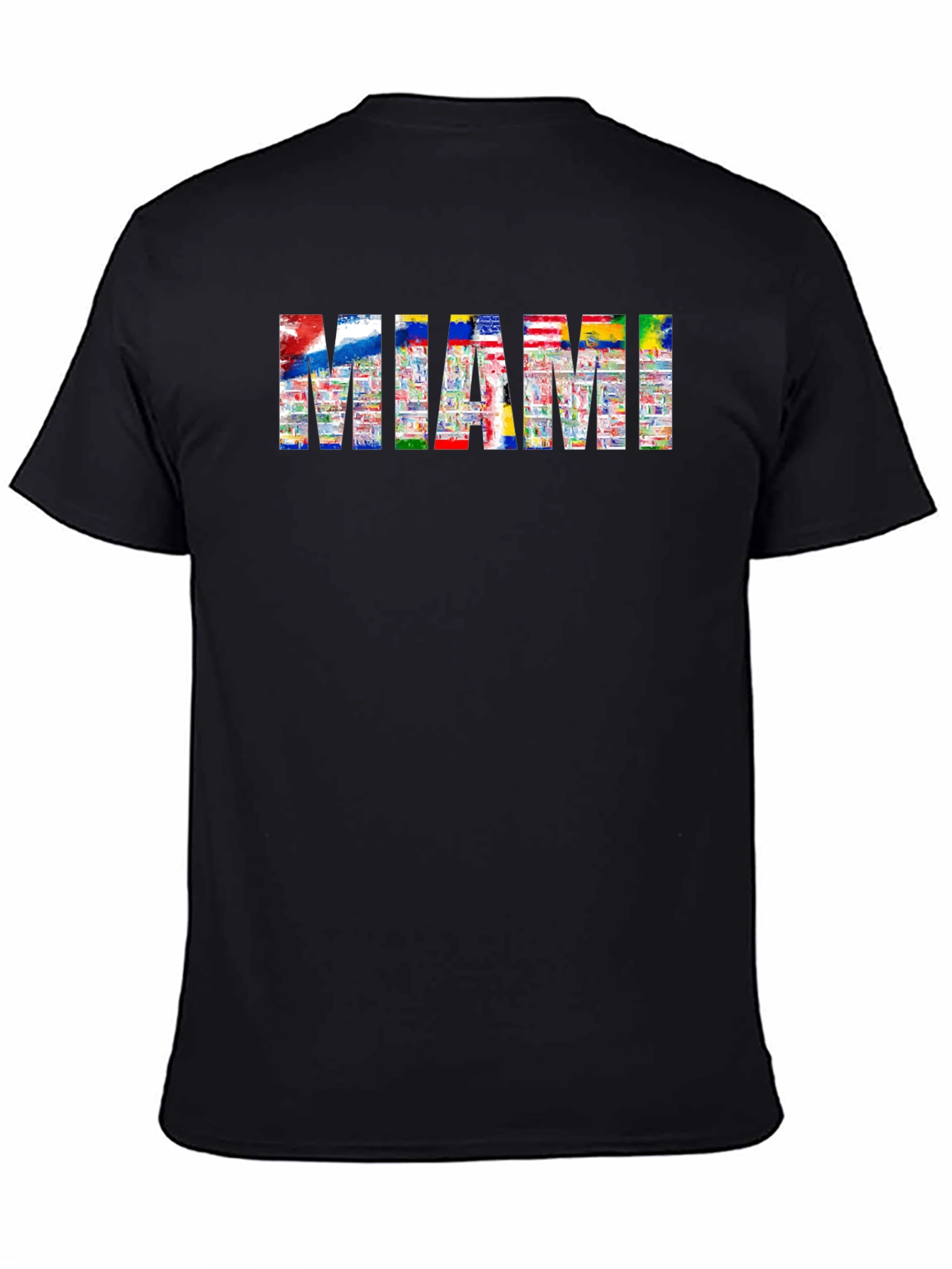 Miami Flag Fill Black T-Shirt