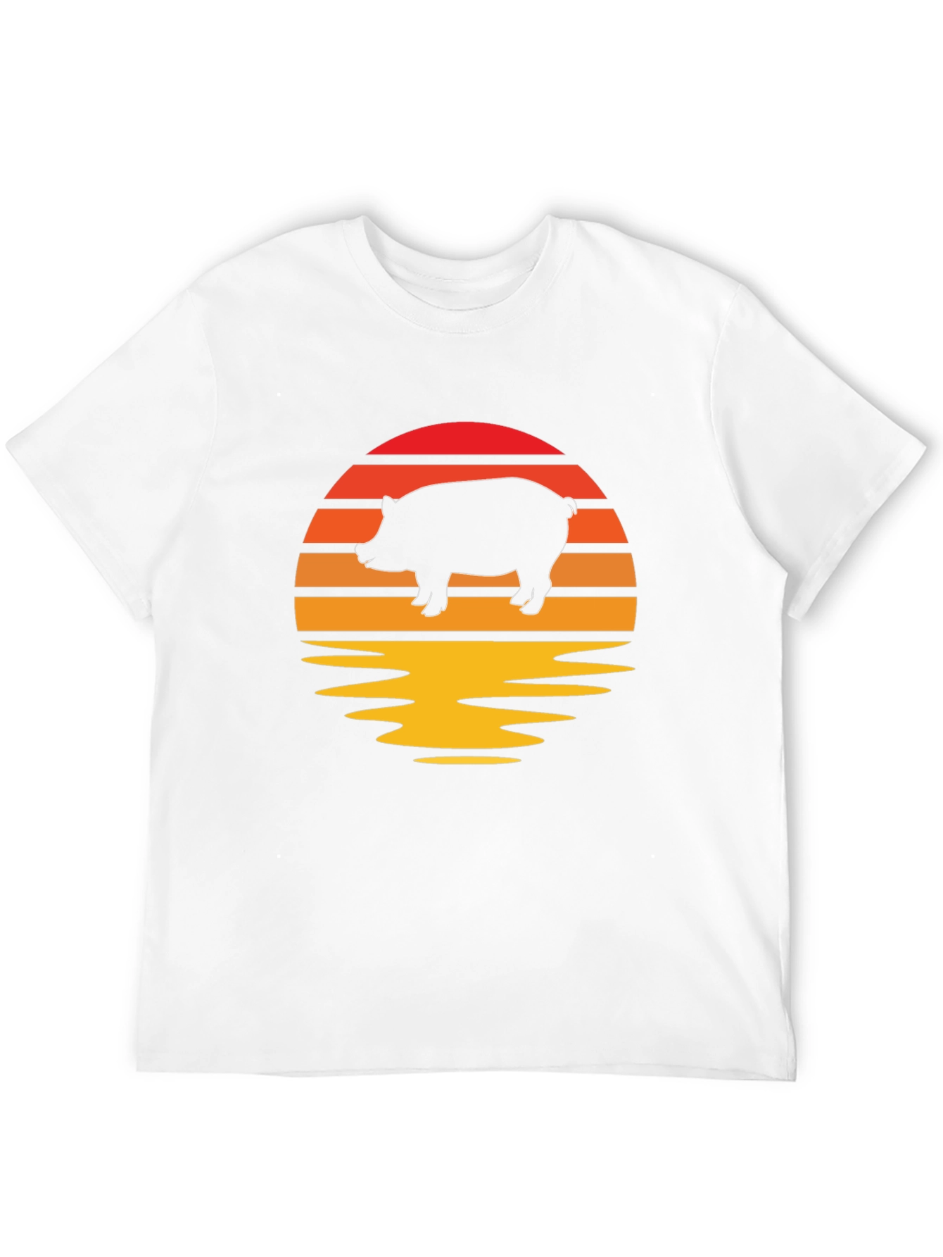 Retro Pig Sunset Graphic Tee - Black