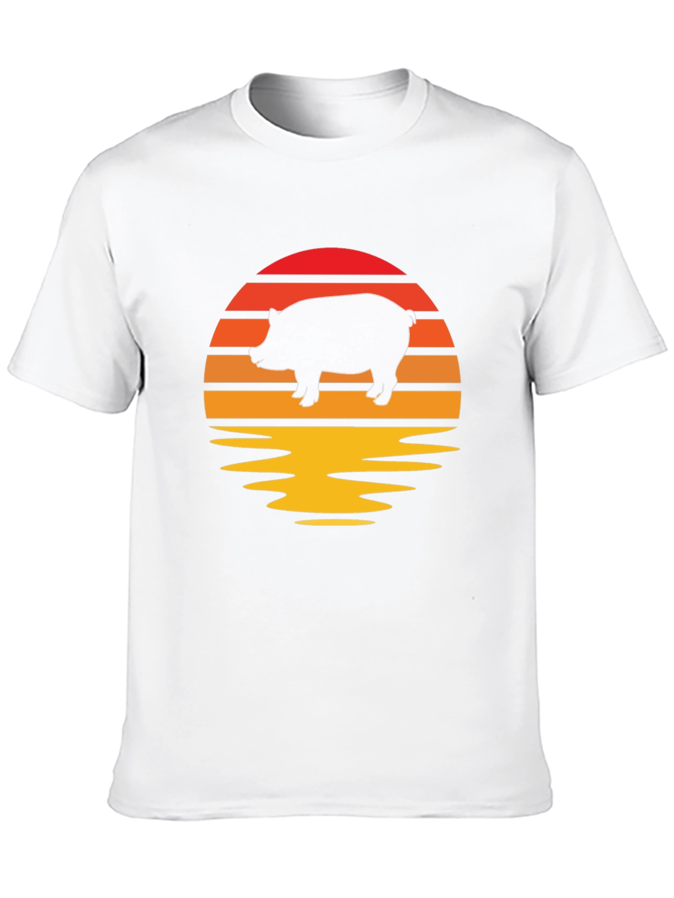 Retro Pig Sunset Graphic Tee - Black