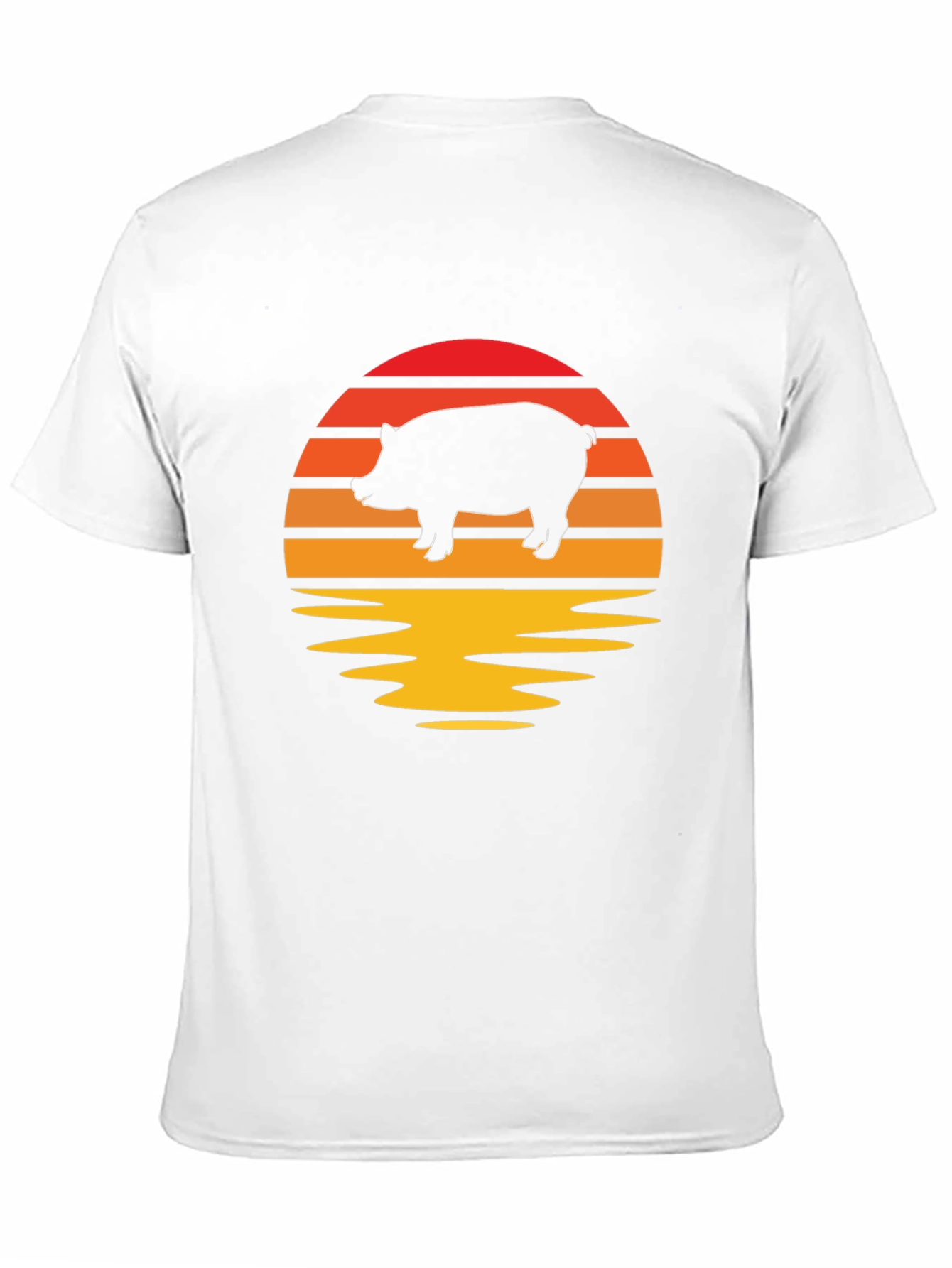 Retro Pig Sunset Graphic Tee - Black