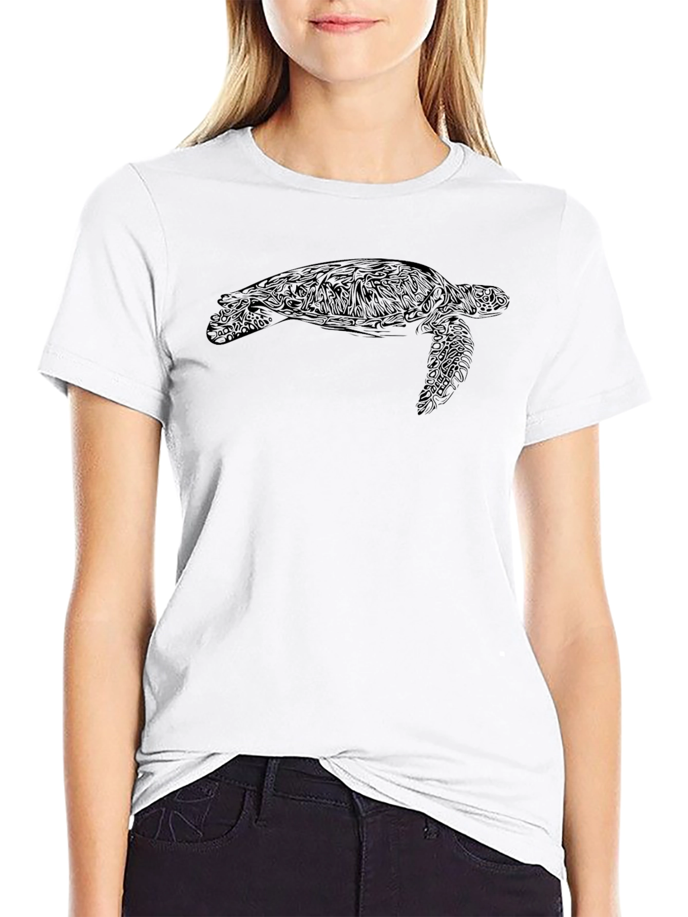 Black Turtle Graphic Tee - Sea Life Style